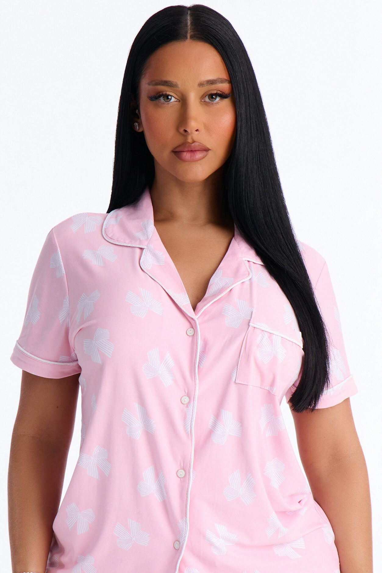 Snuggle Me Button Up PJ Short Set - Pink