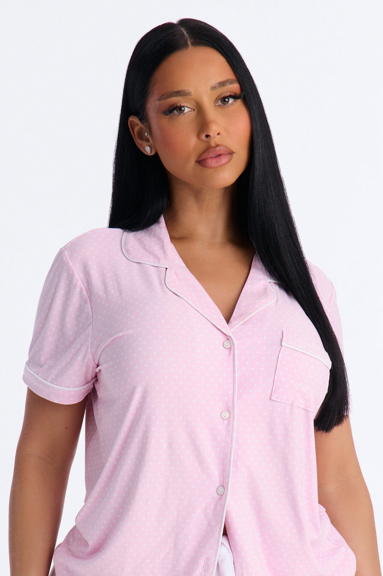 Snuggle All Night Button Up PJ Short Set - Pink