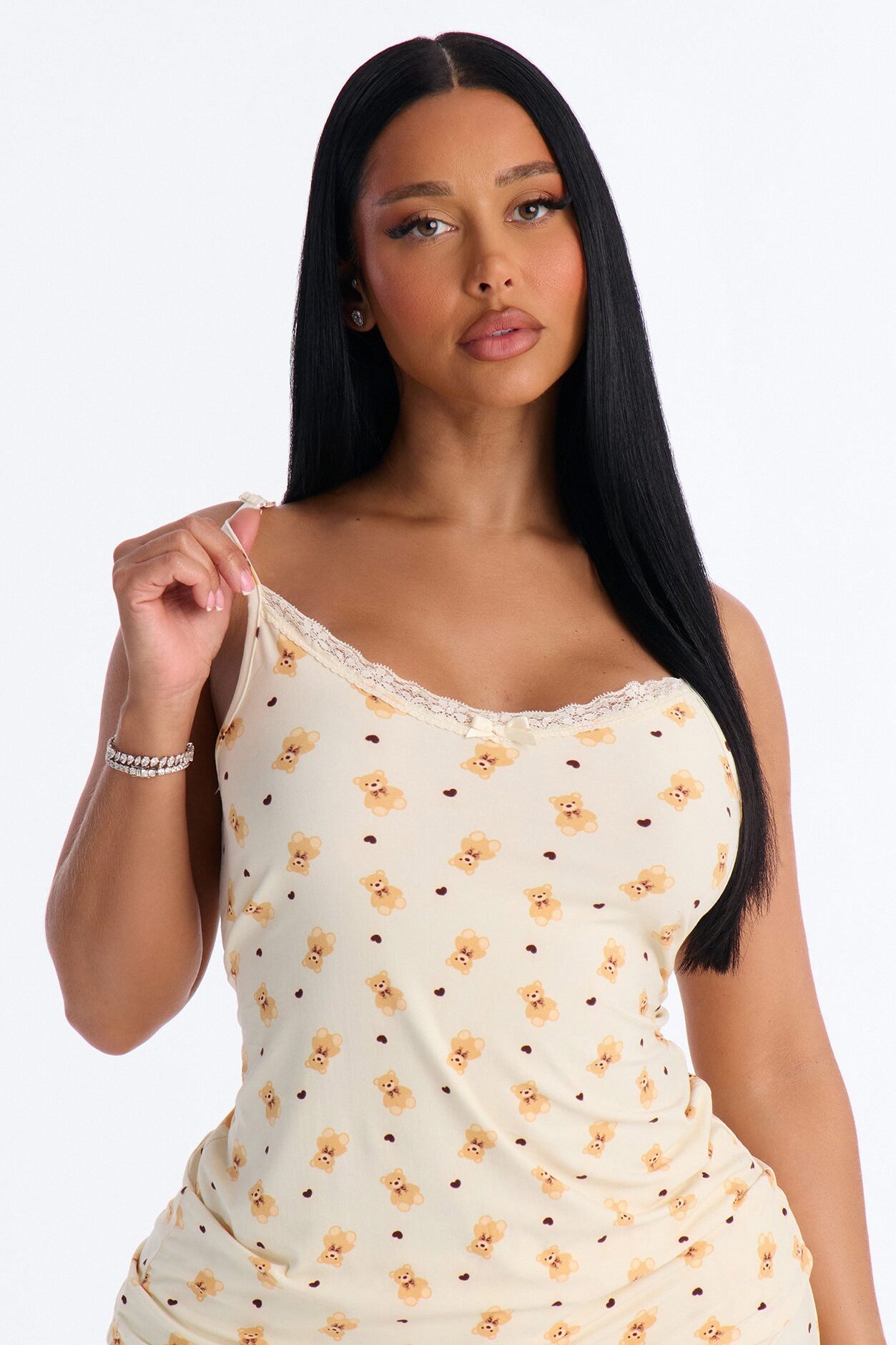 Beary Sleepy 2pc PJ Short Set - Cream/combo