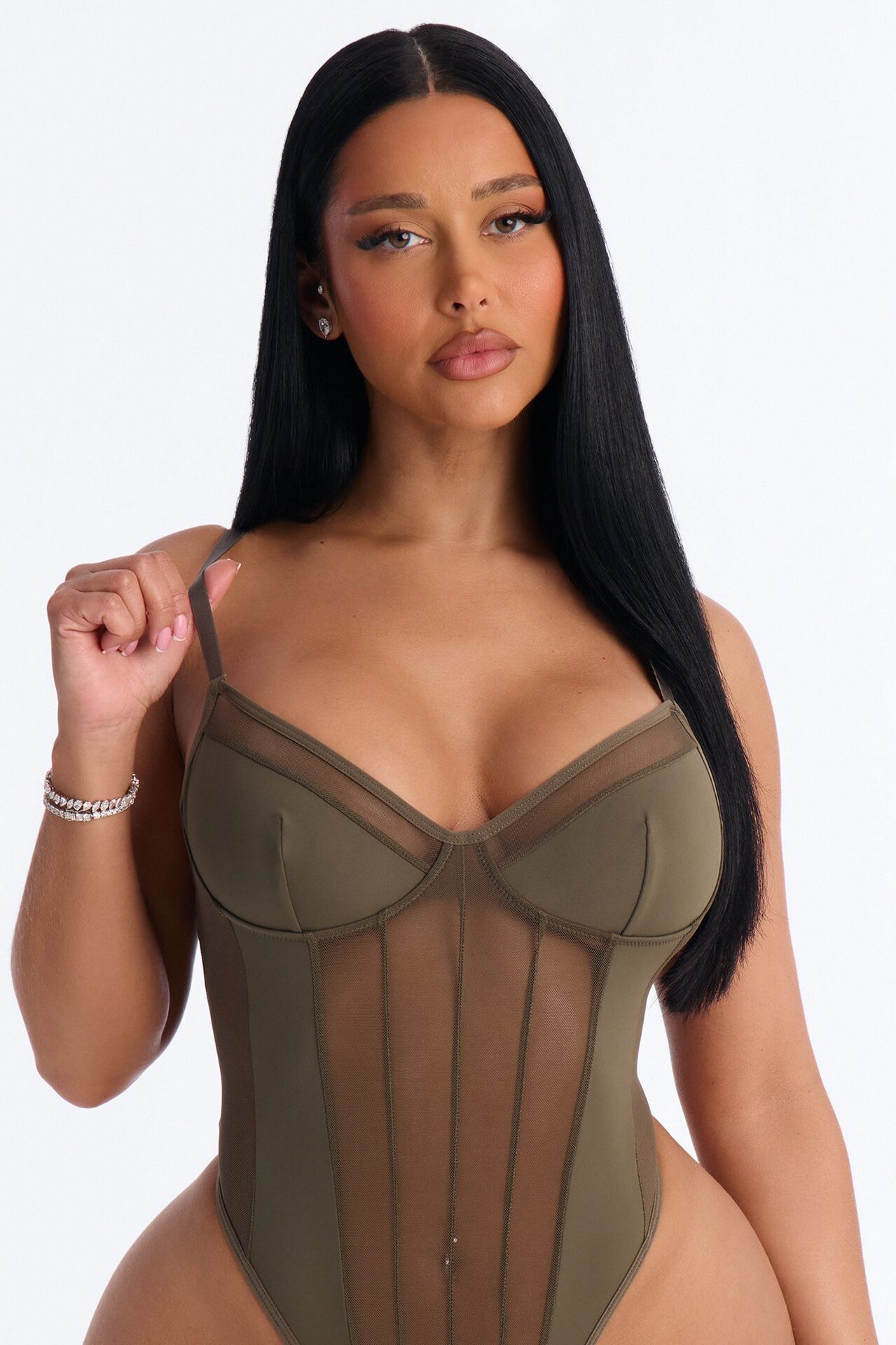 Body Like This Mesh Teddy - Olive