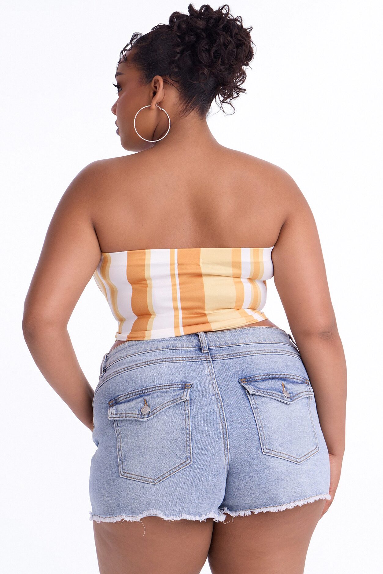 Lucky Number 27 Striped Tube Top - Orange