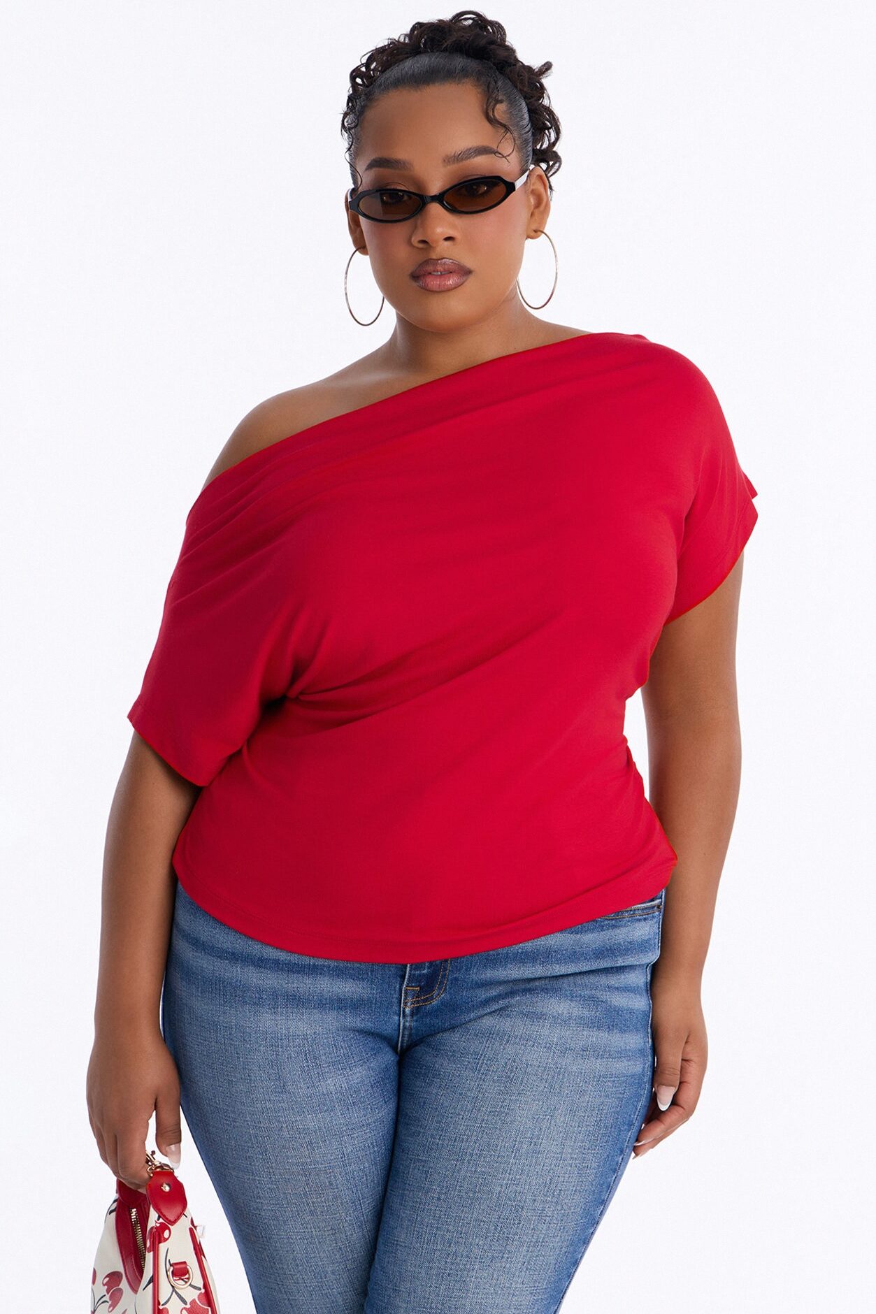 Eva Effortless One Shoulder Top - Red
