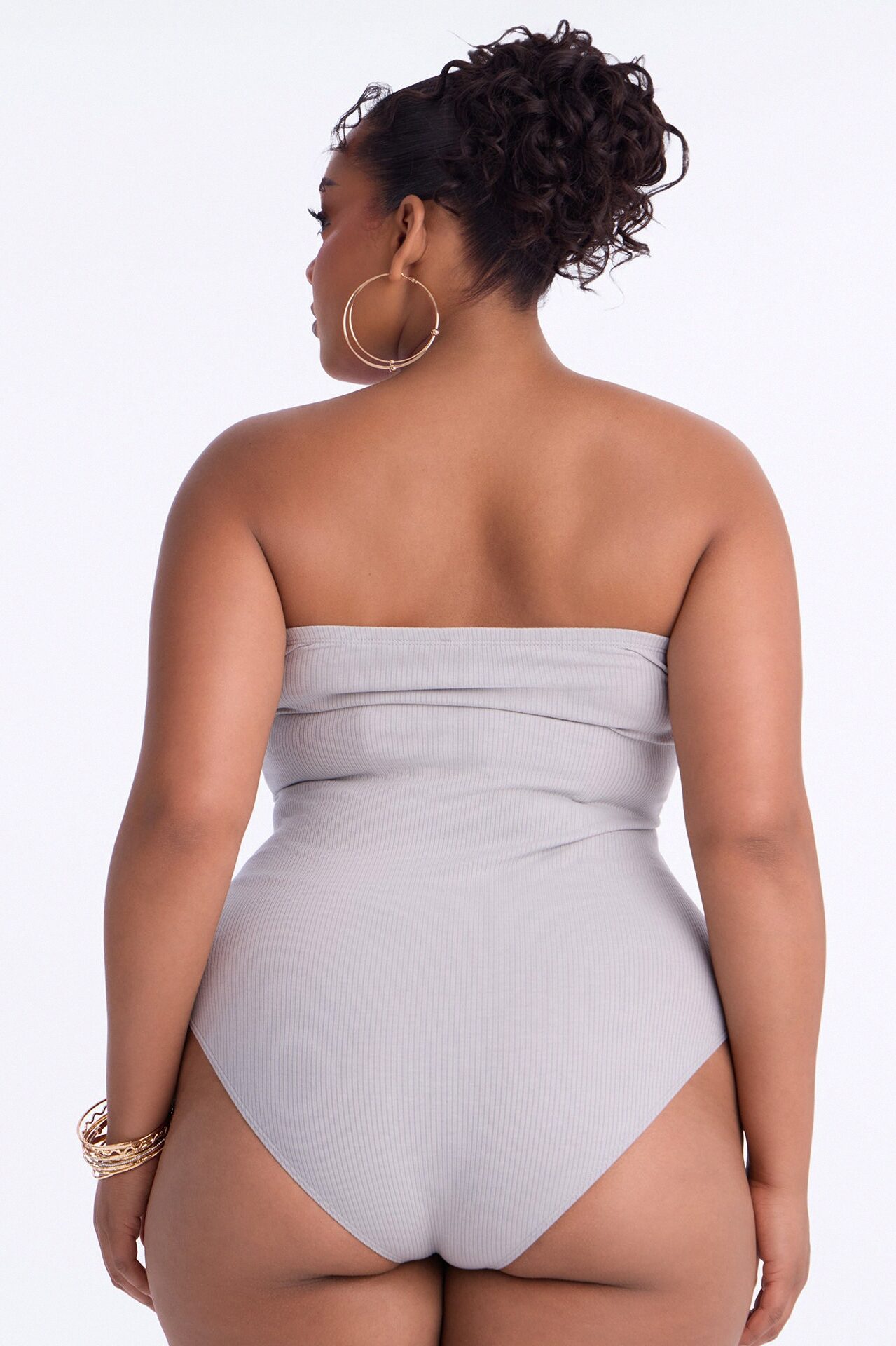 Demi Double Lined Tube Bodysuit - Light Grey