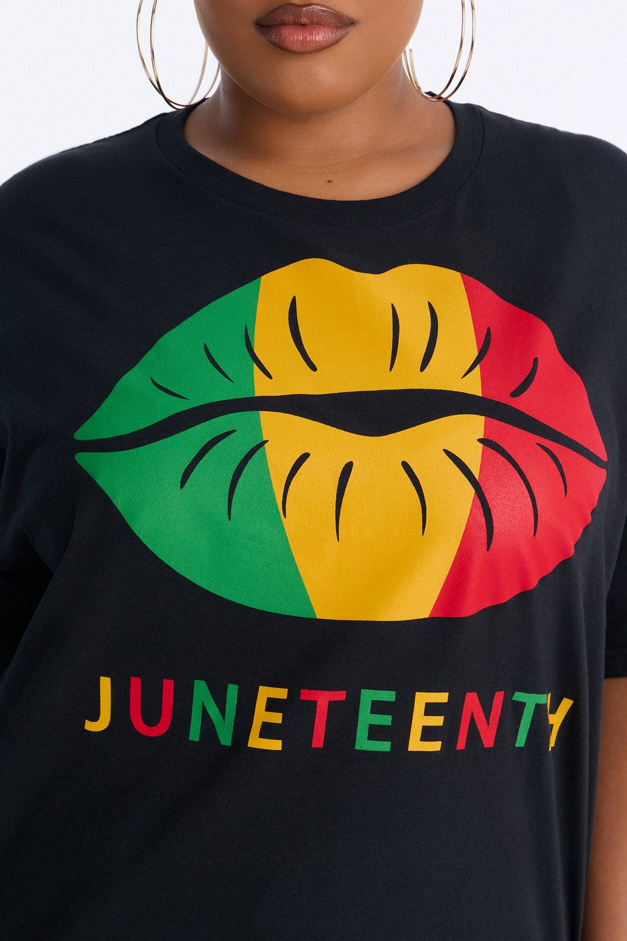 Juneteenth Lips Oversized Tee - Black