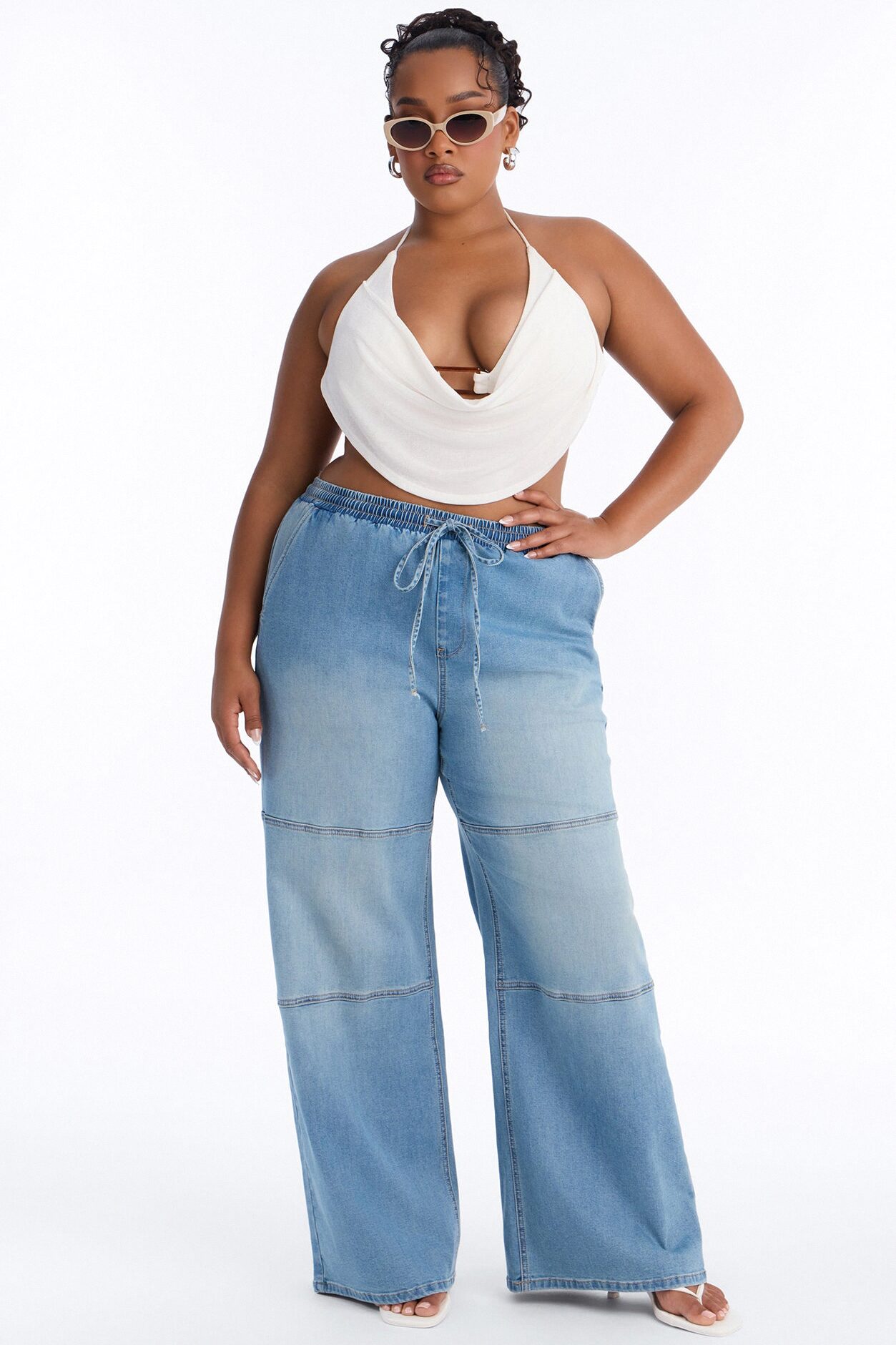 Nantucket Linen Blend Pull On Jeans - Light Wash