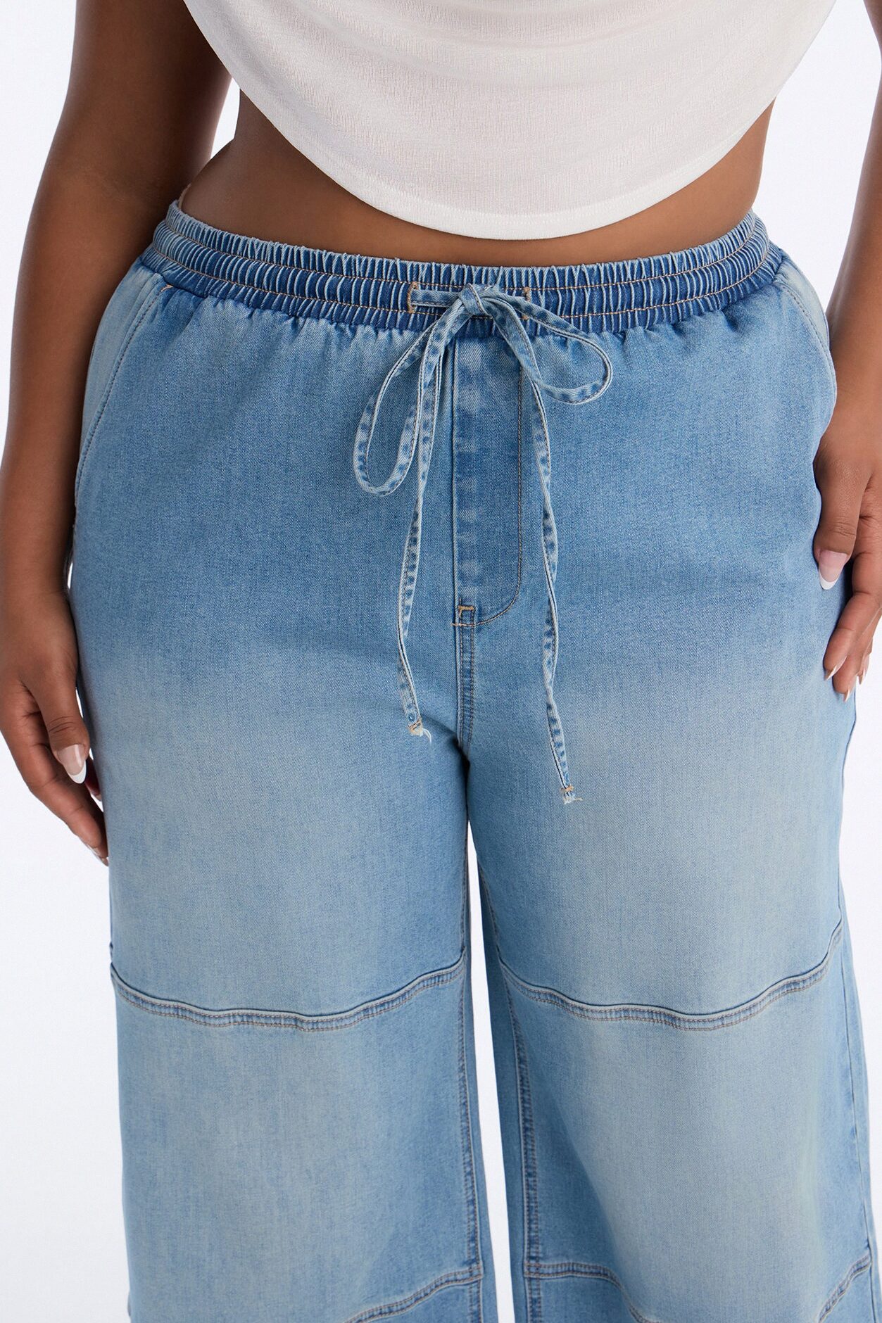 Nantucket Linen Blend Pull On Jeans - Light Wash