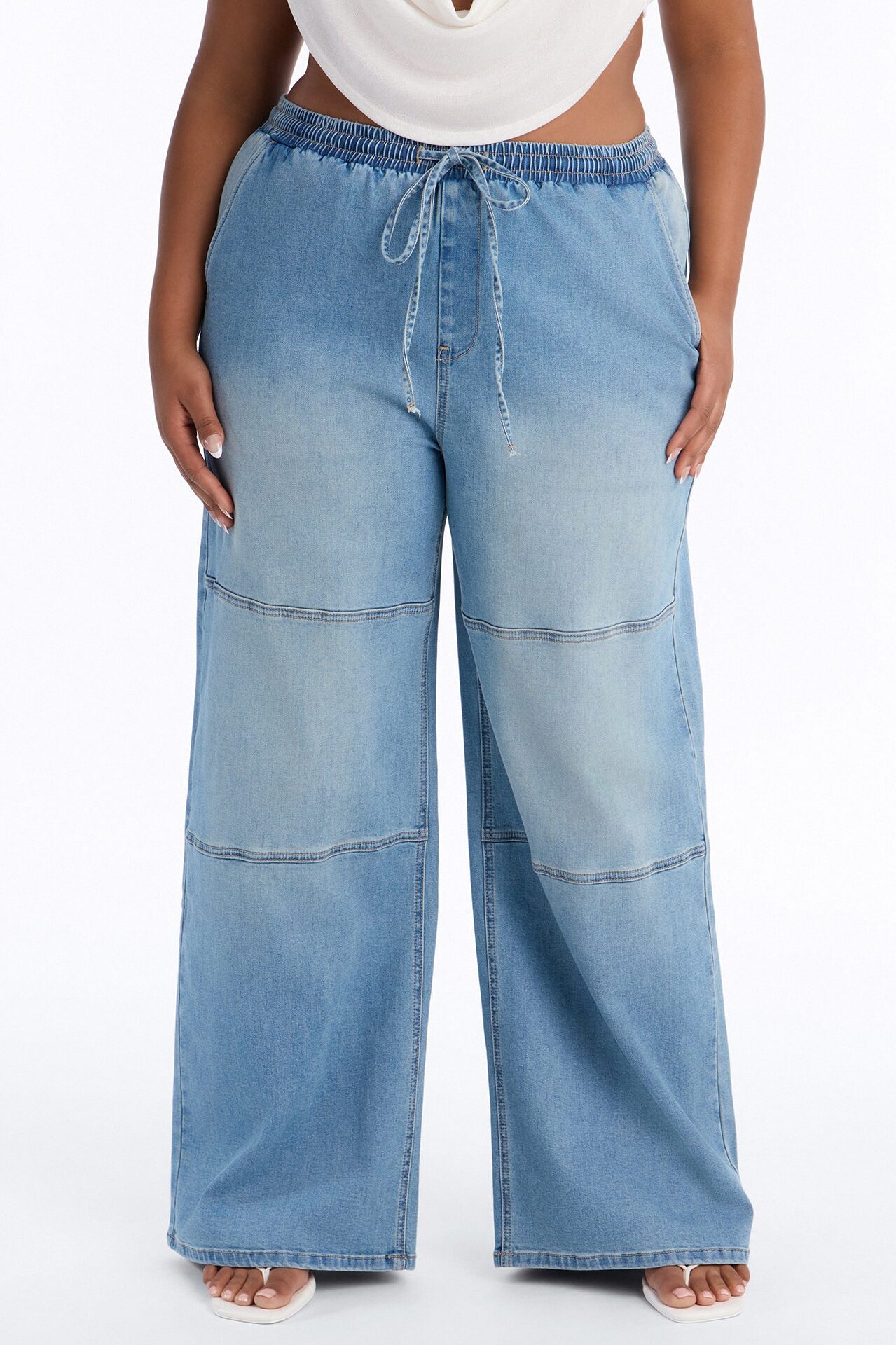 Nantucket Linen Blend Pull On Jeans - Light Wash
