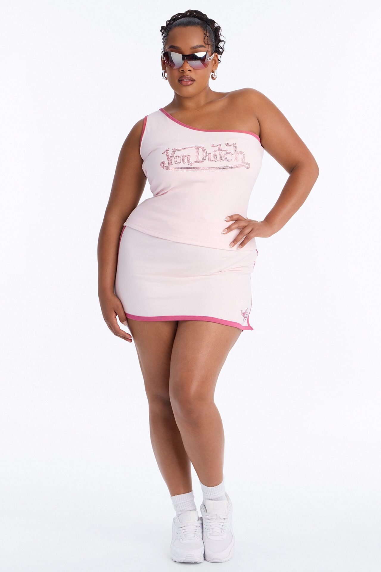 Von Dutch Angel Baby One Shoulder Top - Pink