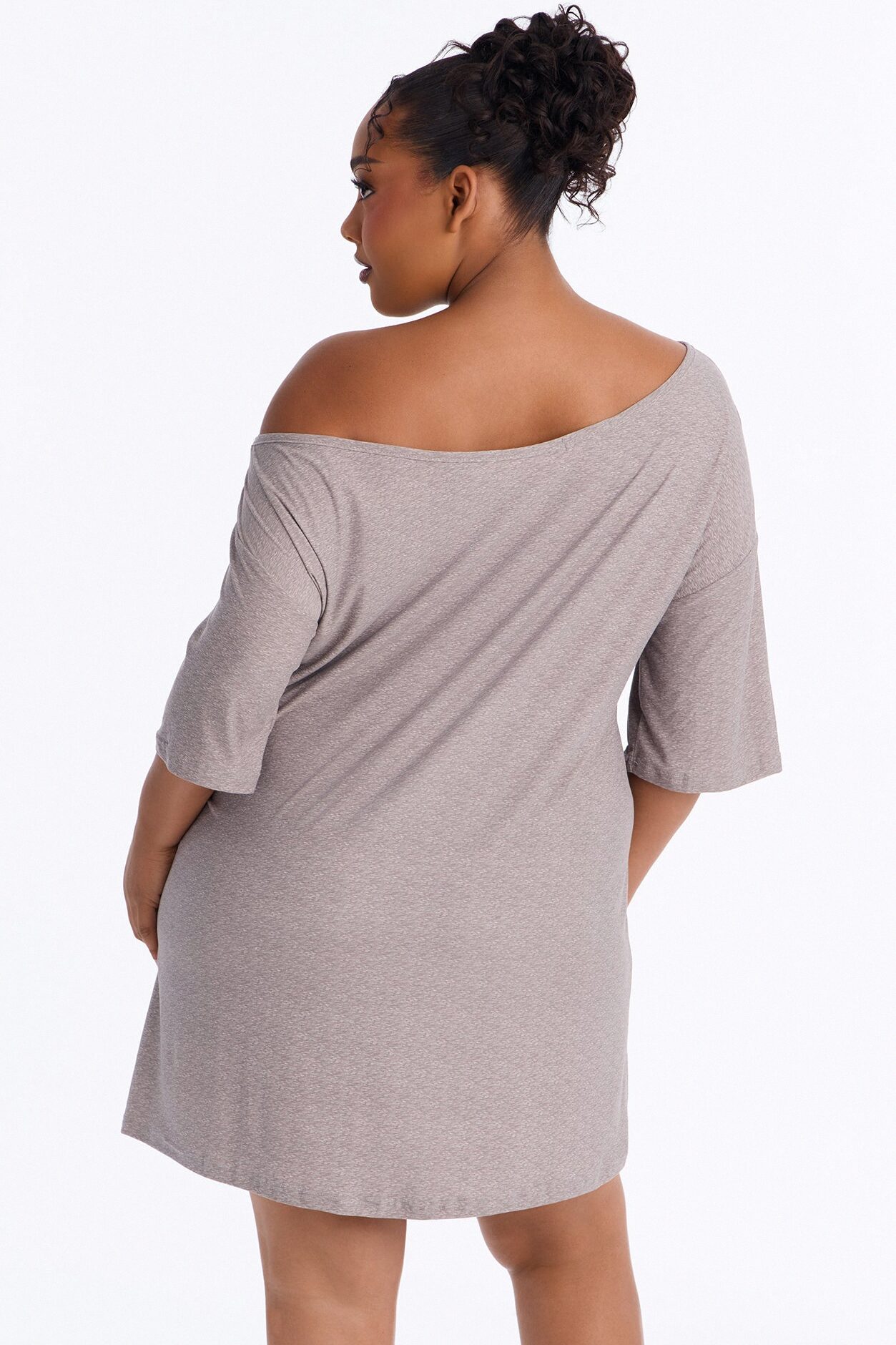 Love My Sleep Off Shoulder Sleep Shirt - Grey