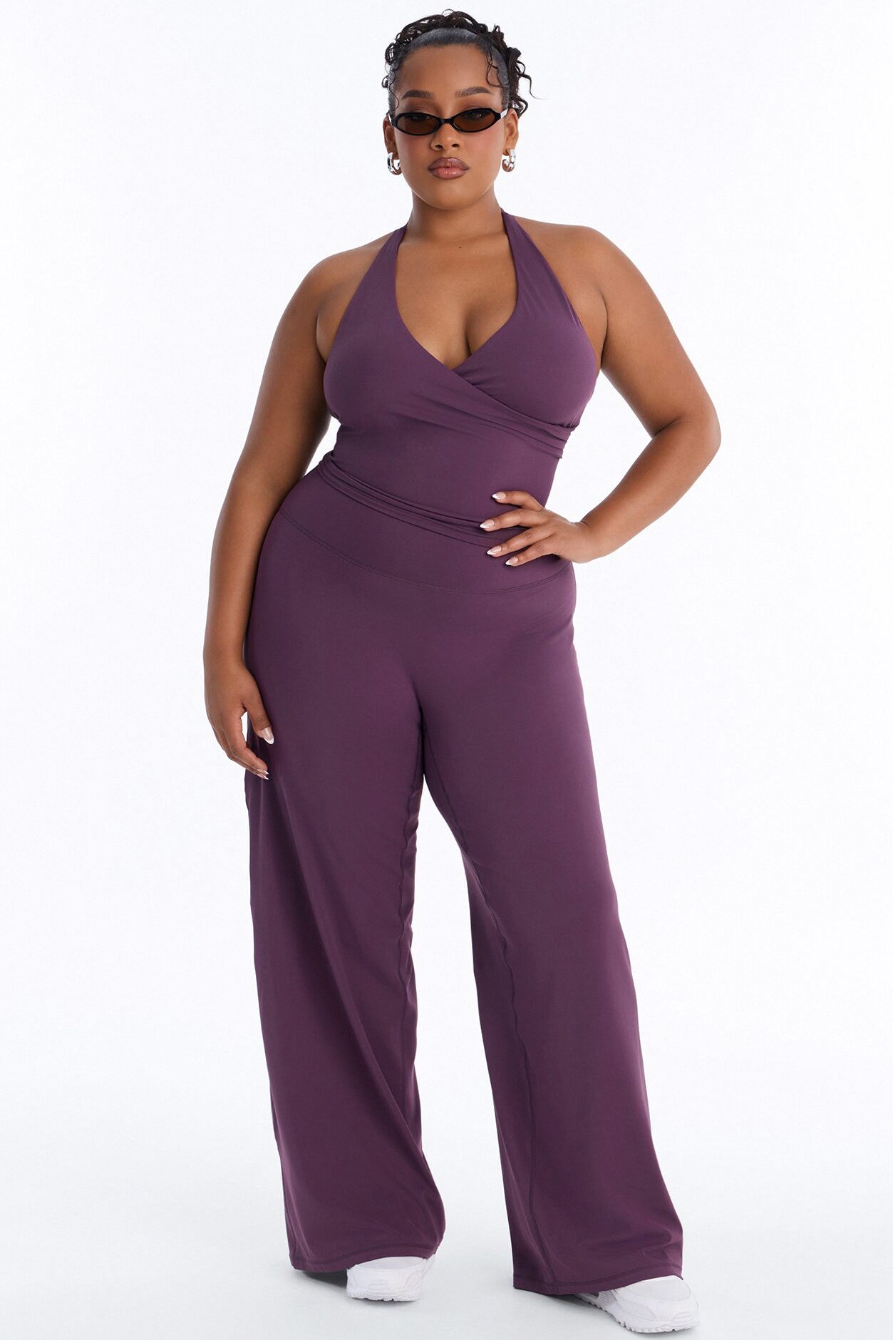 Riley Active Surplice Pant Set - Plum