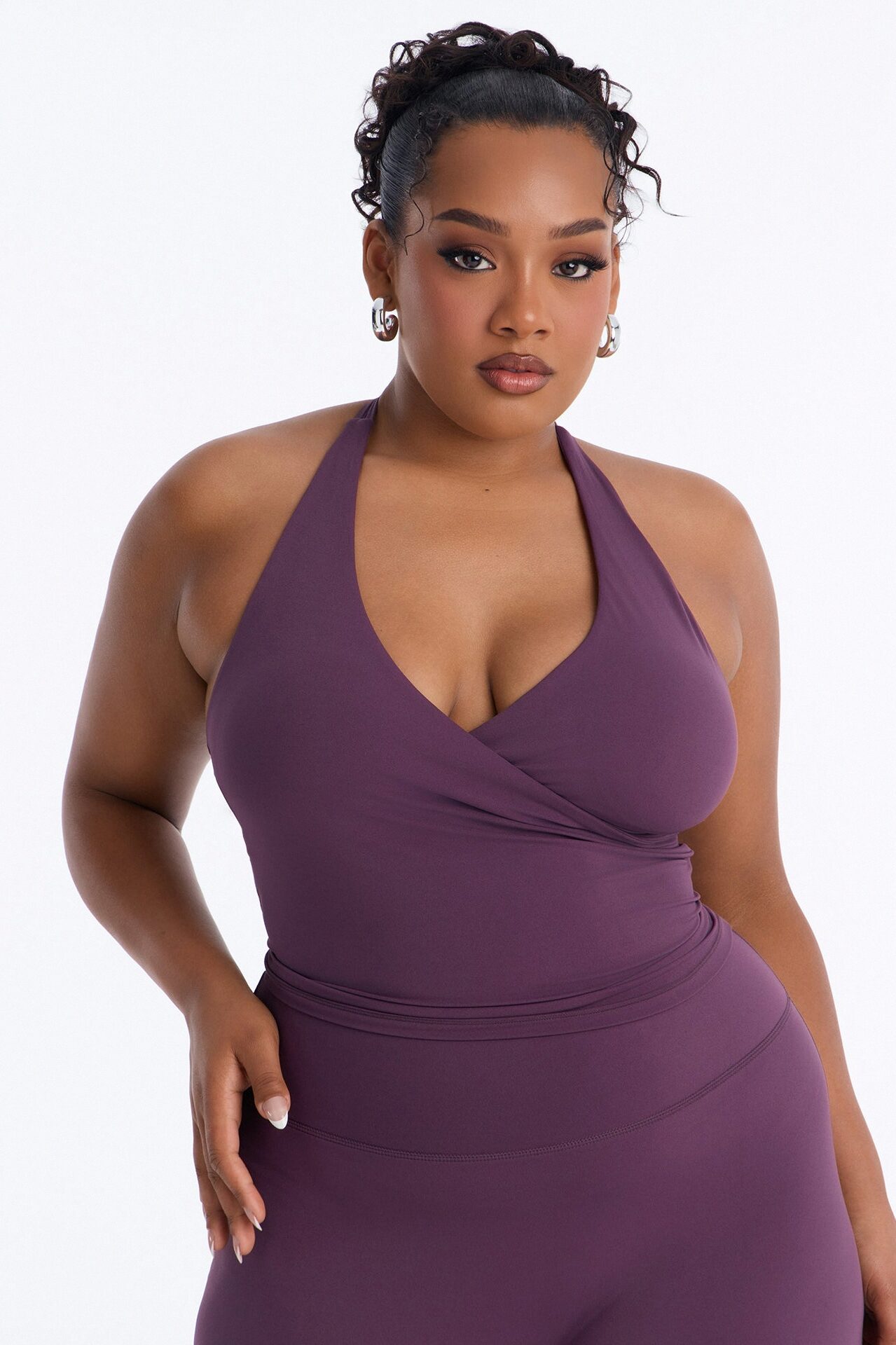 Riley Active Surplice Pant Set - Plum