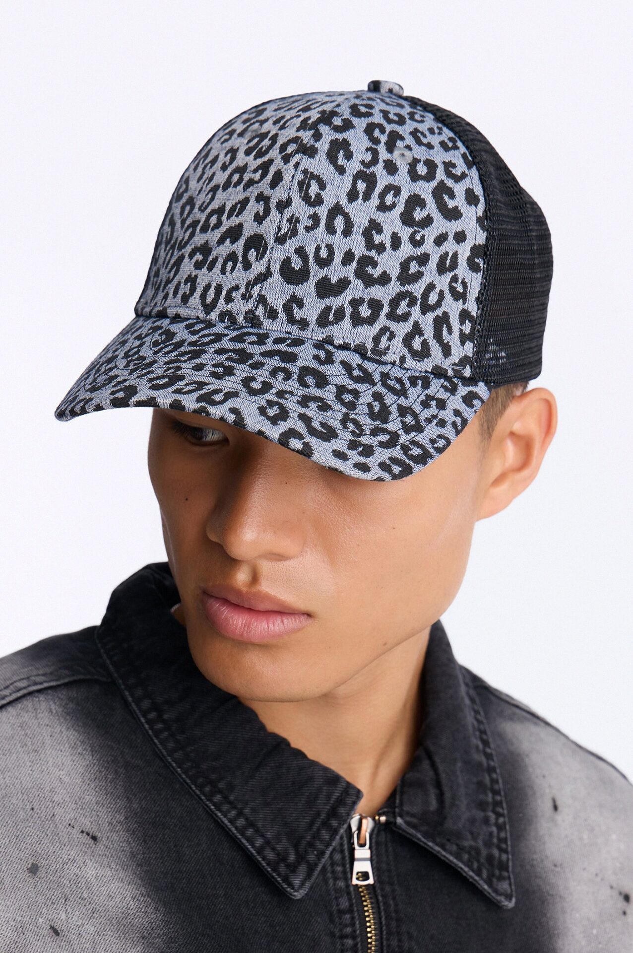 In The Wild Leopard Print Tapestry Snapback - Grey