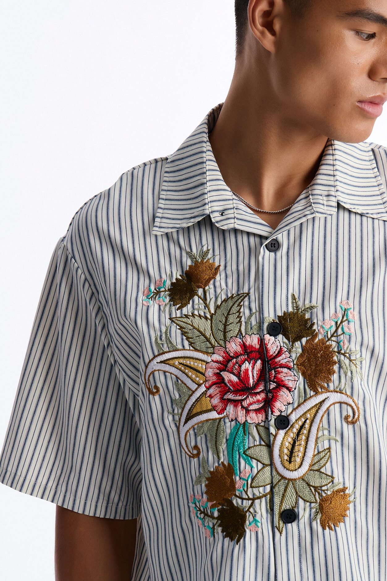 Bloomfall Paisley Button Up Shirt - Light Blue