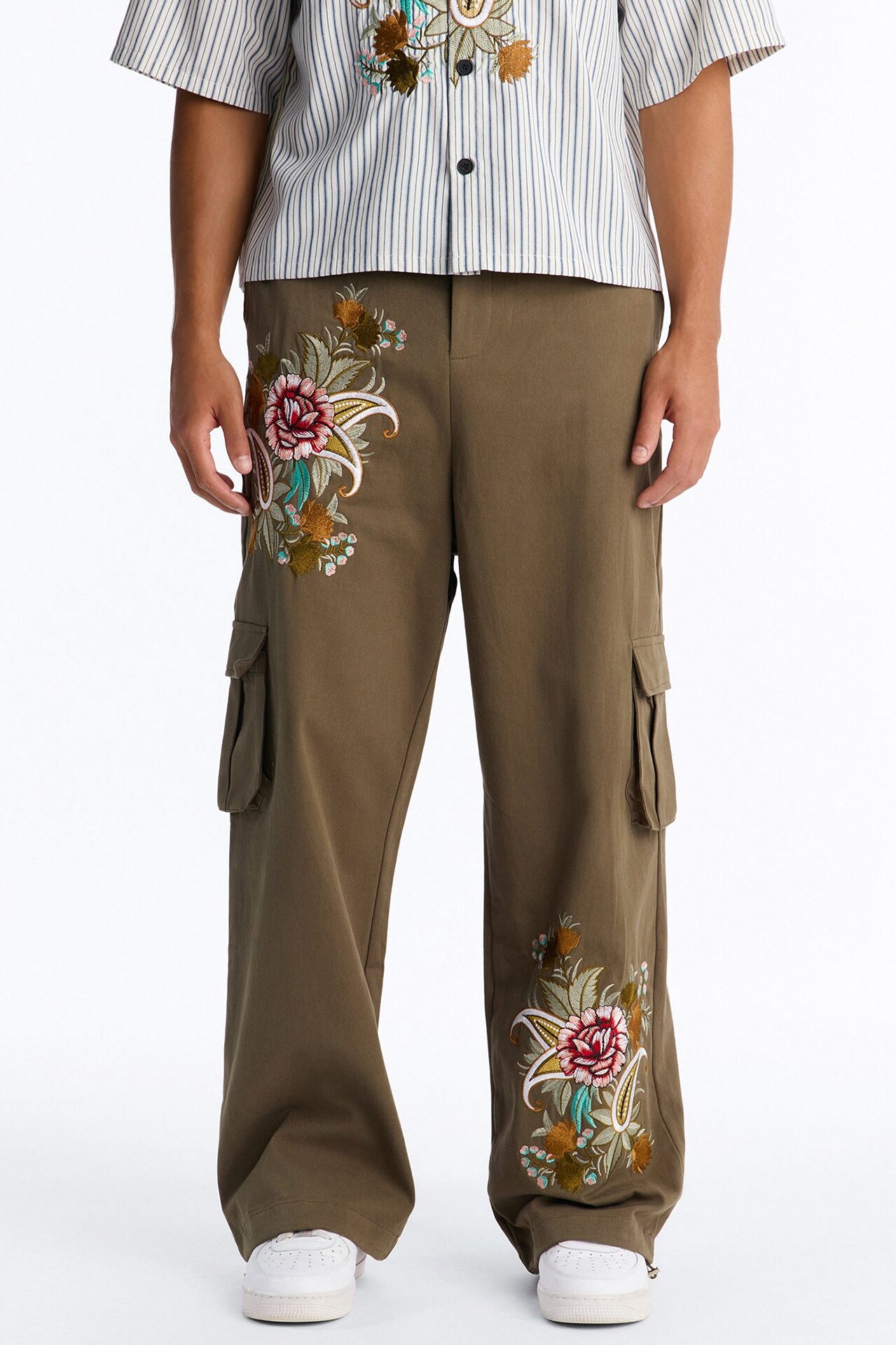 Baggy Bloomfall Paisley Cargo Pant - Olive/combo