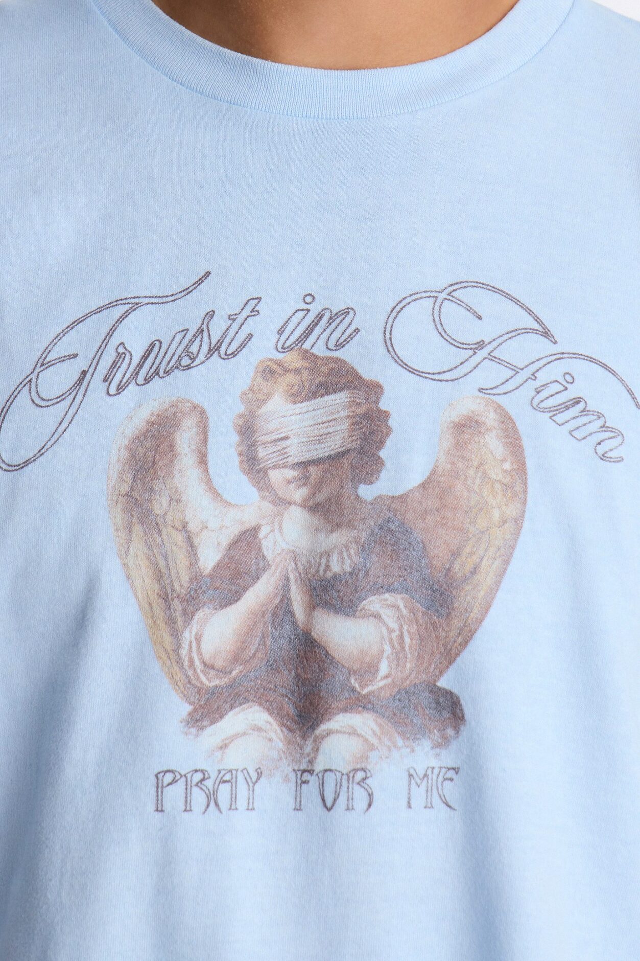 Trust In Him Oversized Short Sleeve Tee - Light Blue