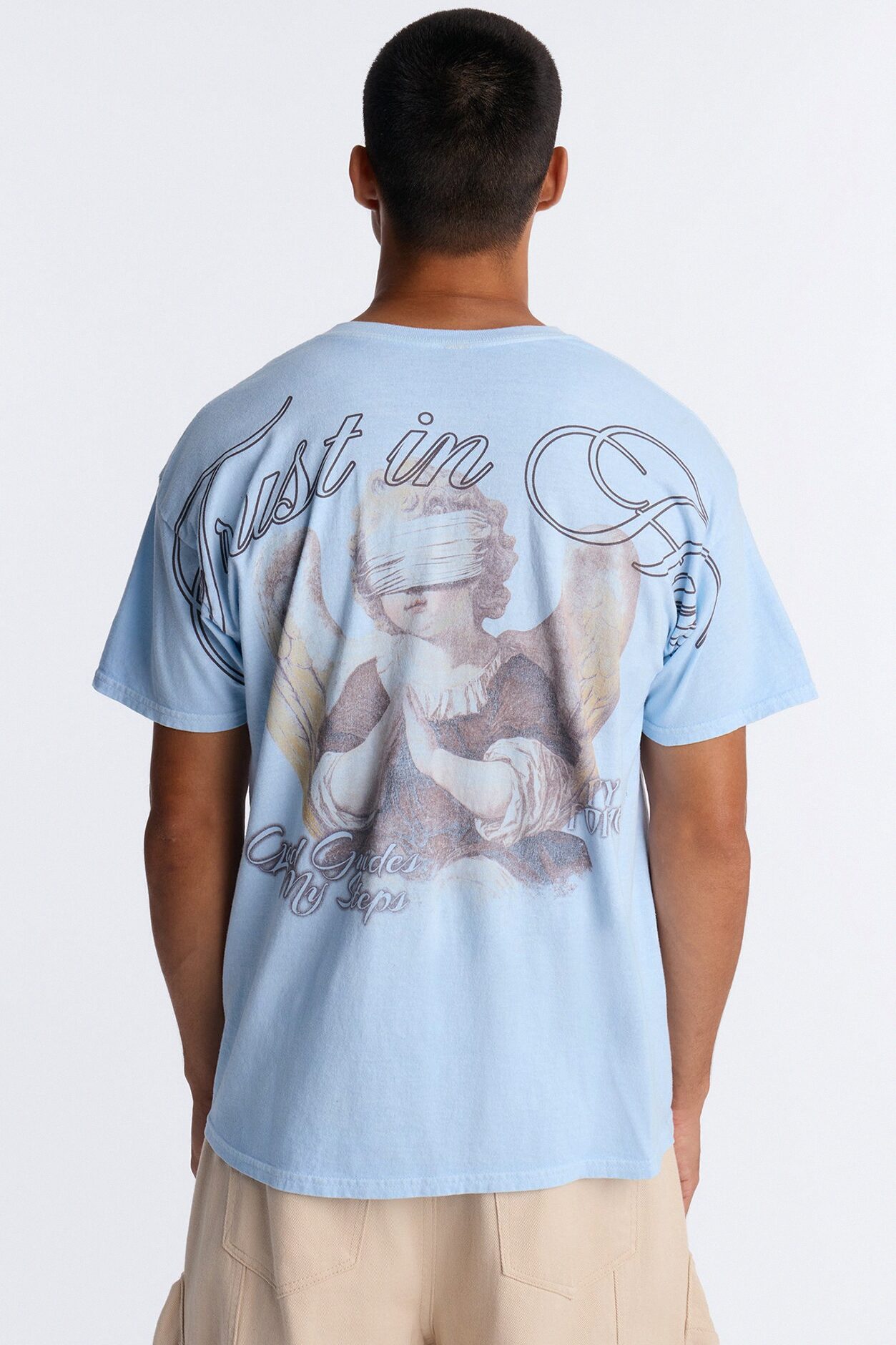 Trust In Him Oversized Short Sleeve Tee - Light Blue