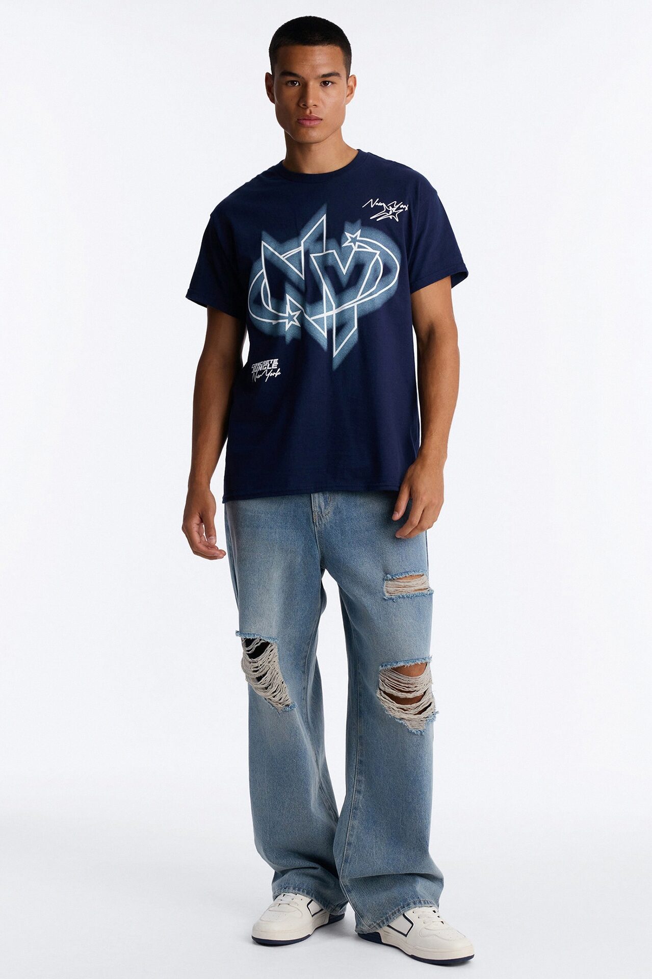 NY Stars Oversized Short Sleeve Tee - Navy