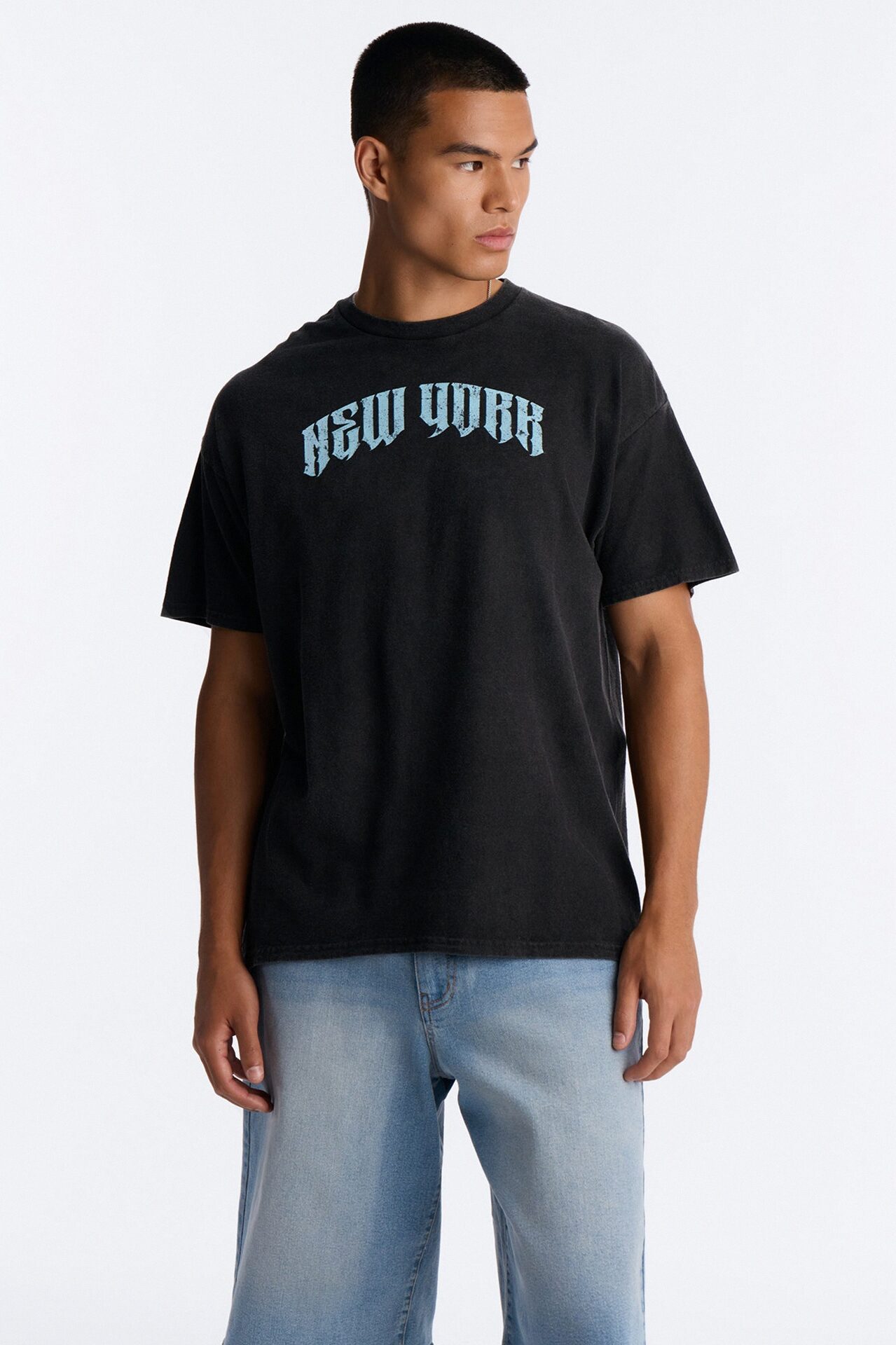 New York Bridge Oversized Short Sleeve Tee - Black