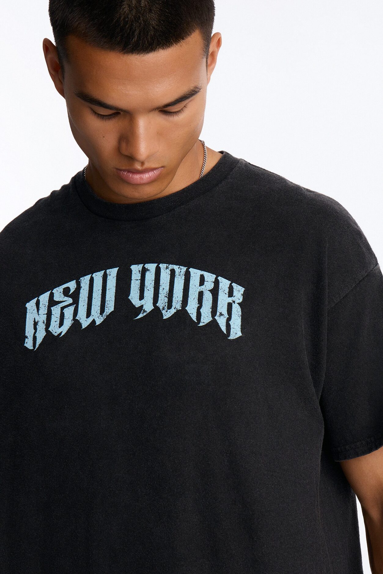 New York Bridge Oversized Short Sleeve Tee - Black