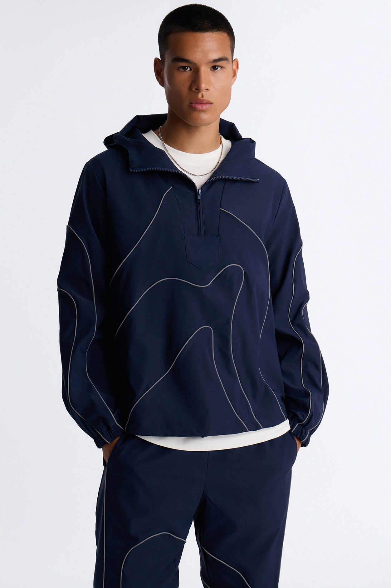 Futuristic Mode Track Jacket - Navy