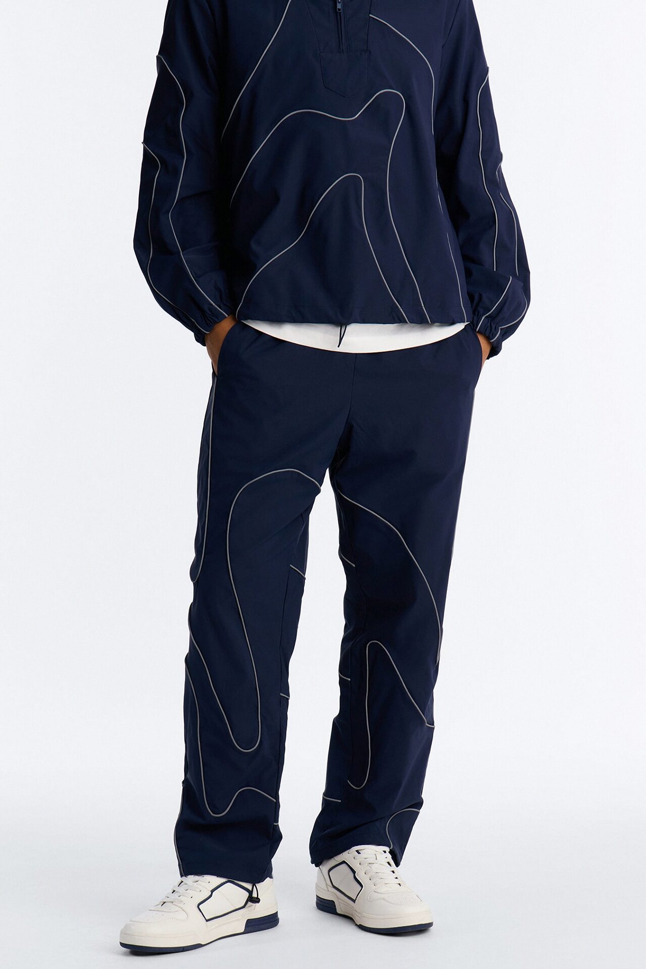Straight Futuristic Mode Track Pant - Navy
