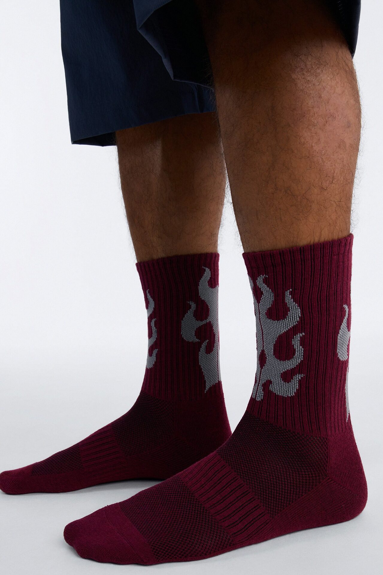 Contrast Flame Crew Socks - Wine