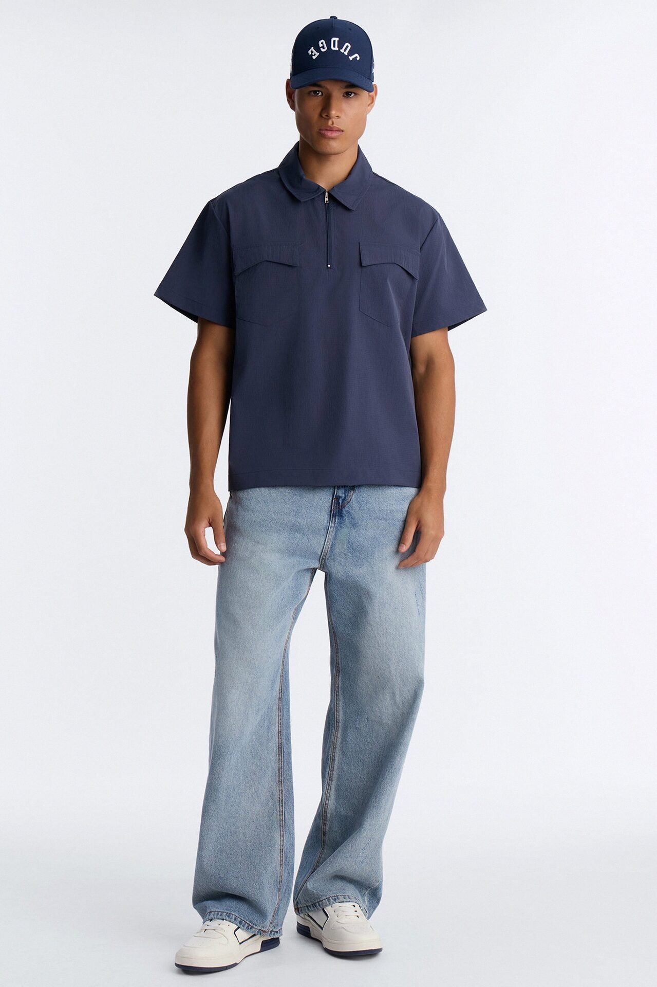 Gable Pocket Quarter Zip Polo - Navy