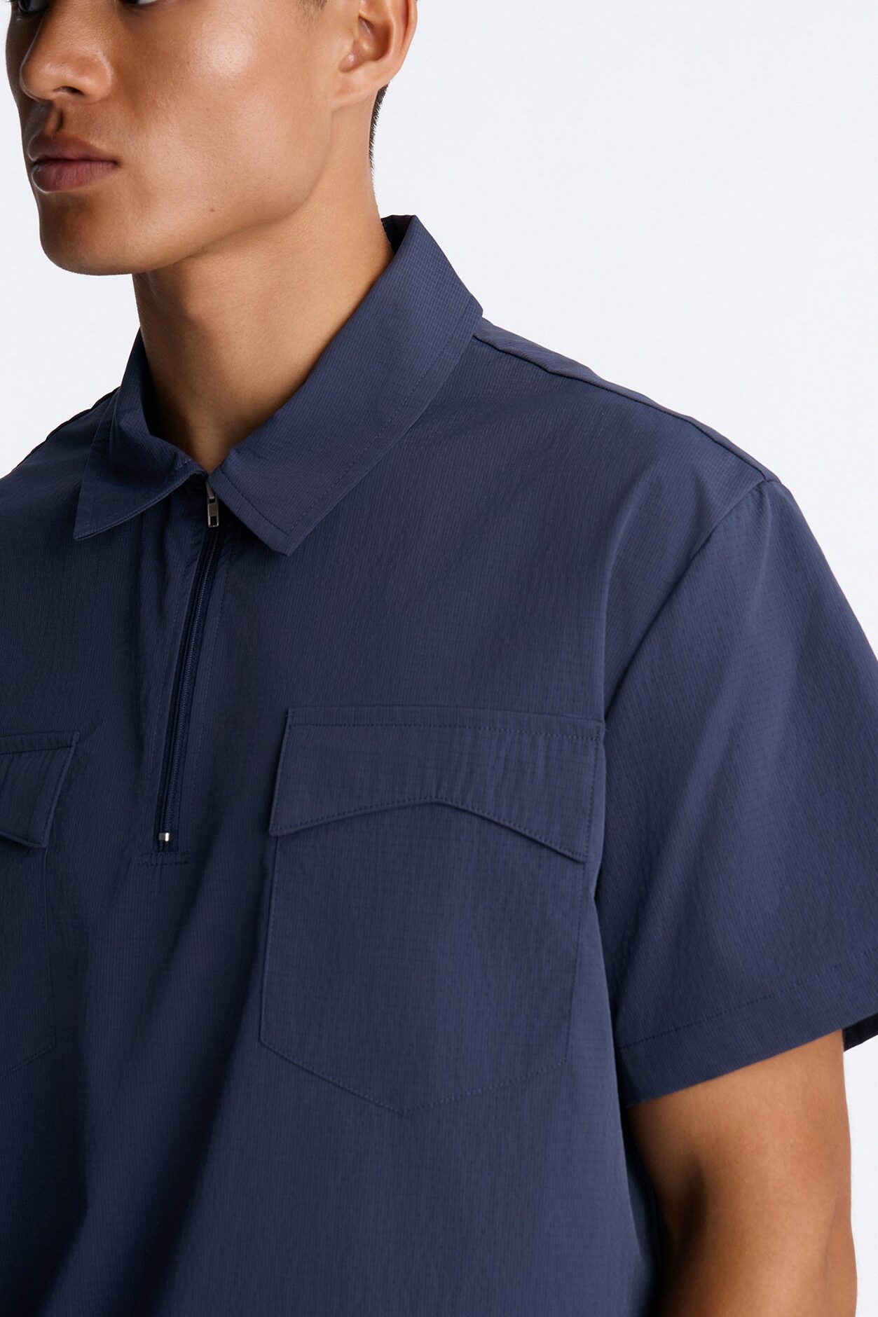 Gable Pocket Quarter Zip Polo - Navy