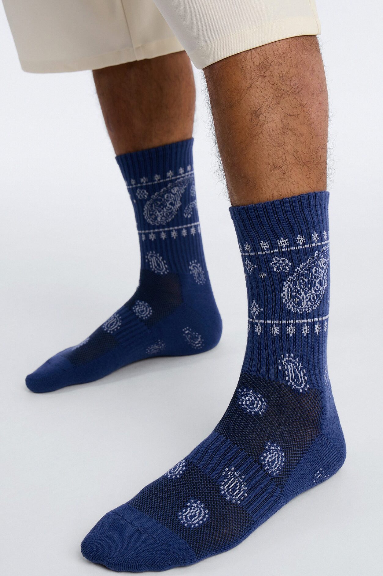 Paisley Bandana Crew Socks - Blue