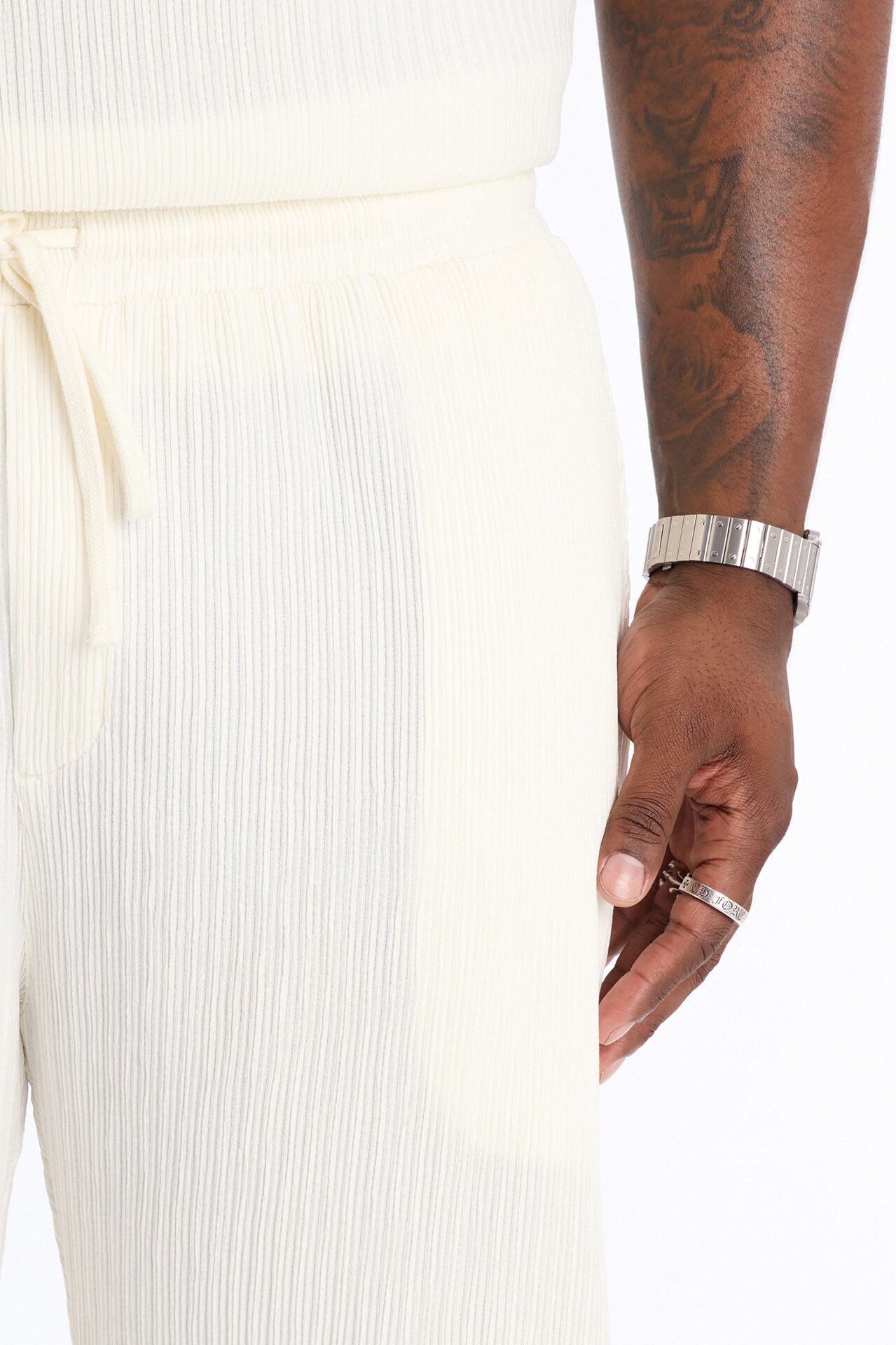 Pure Form Plisse Straight Leg Pant - Cream