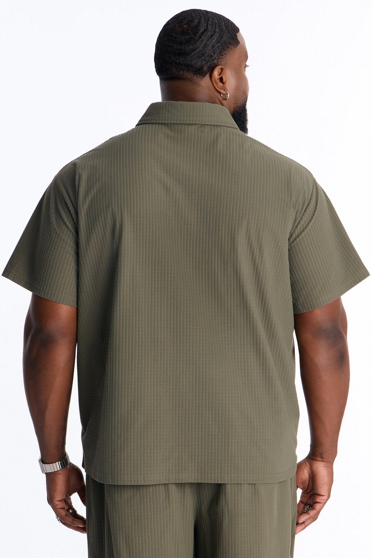 Terrance Textured Stripe Polo - Olive