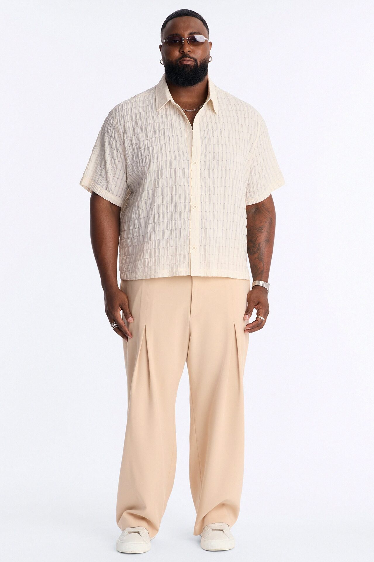 Dream Puff Cuban Collar Button Up Shirt - Cream