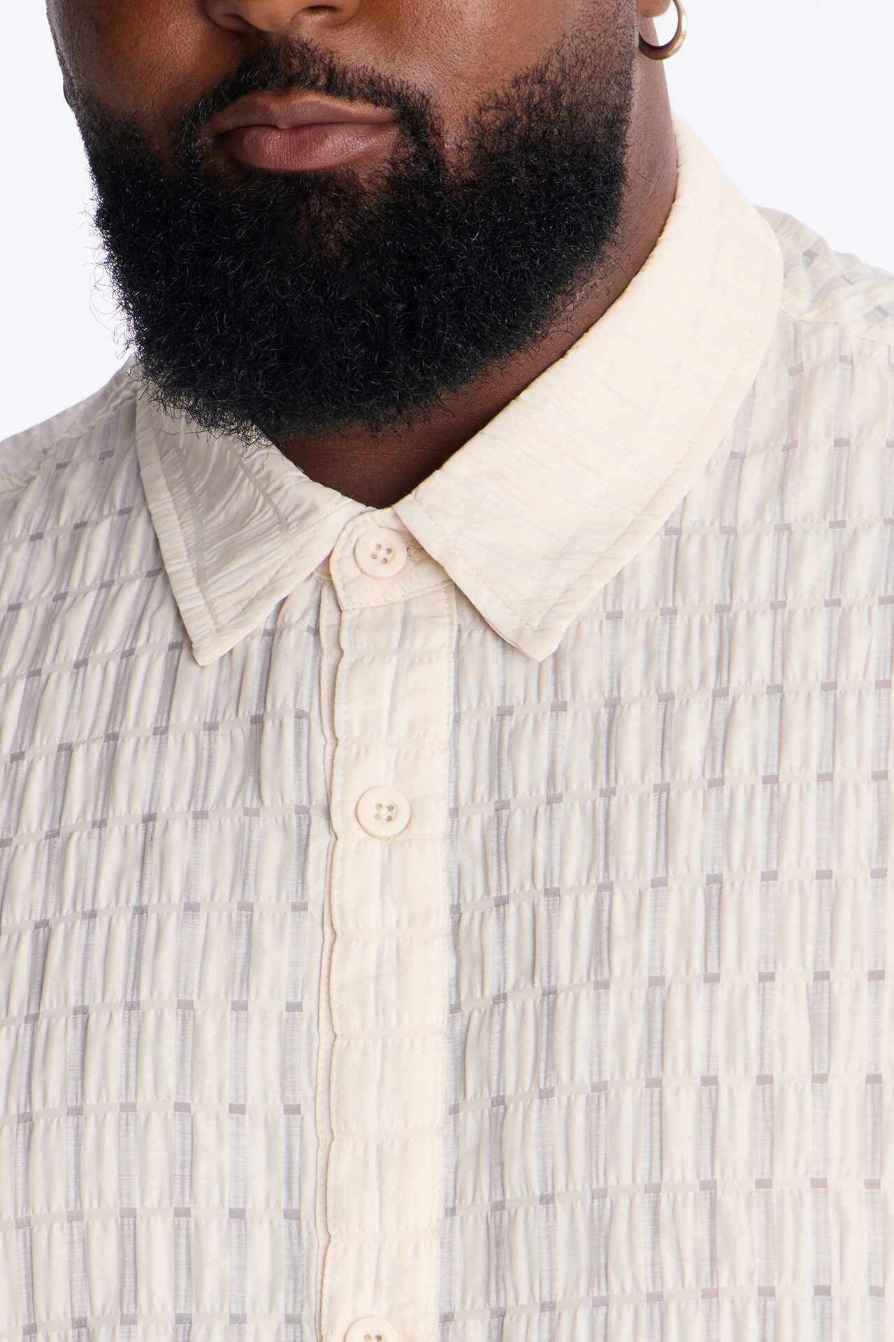 Dream Puff Cuban Collar Button Up Shirt - Cream