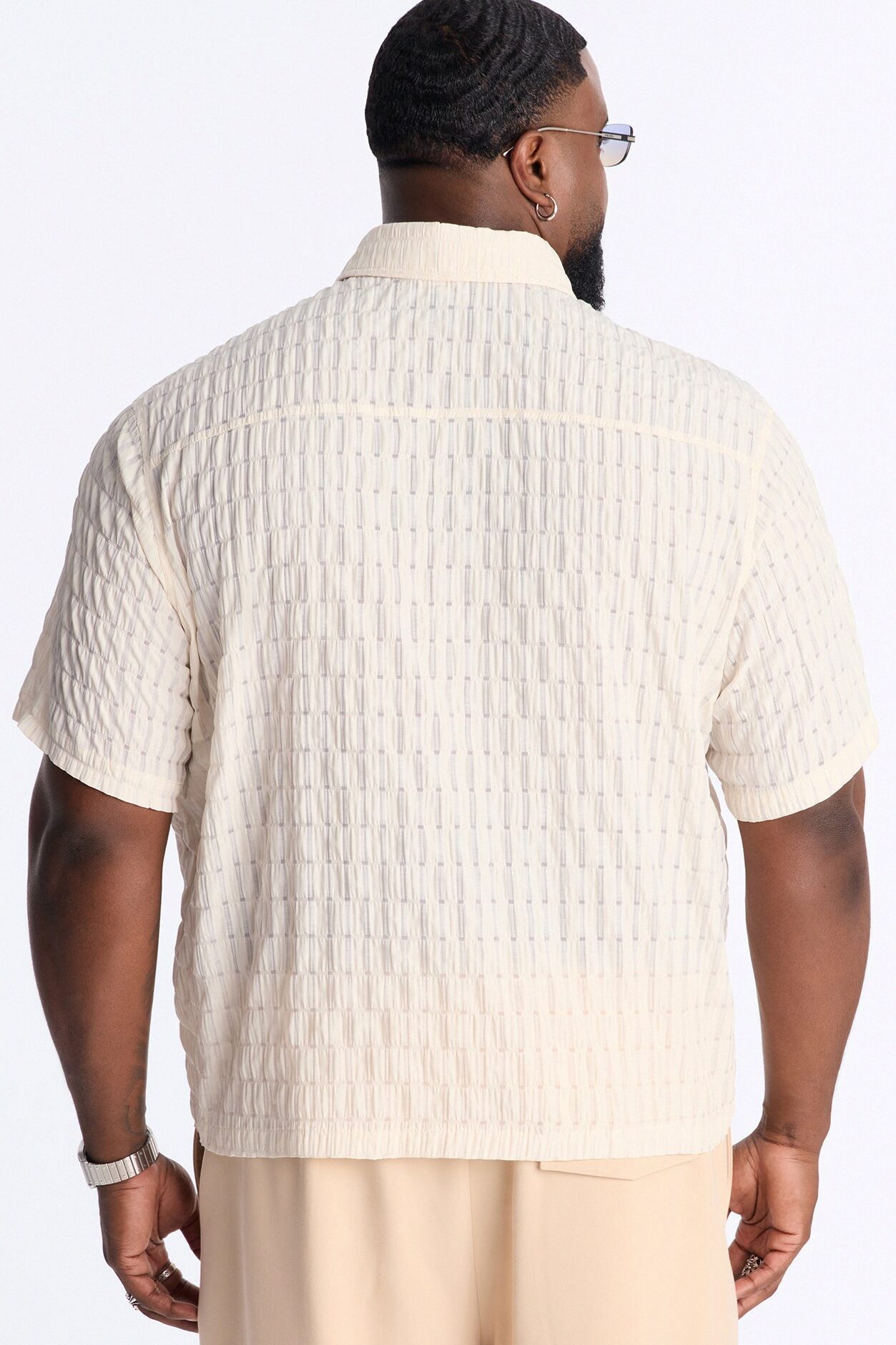 Dream Puff Cuban Collar Button Up Shirt - Cream