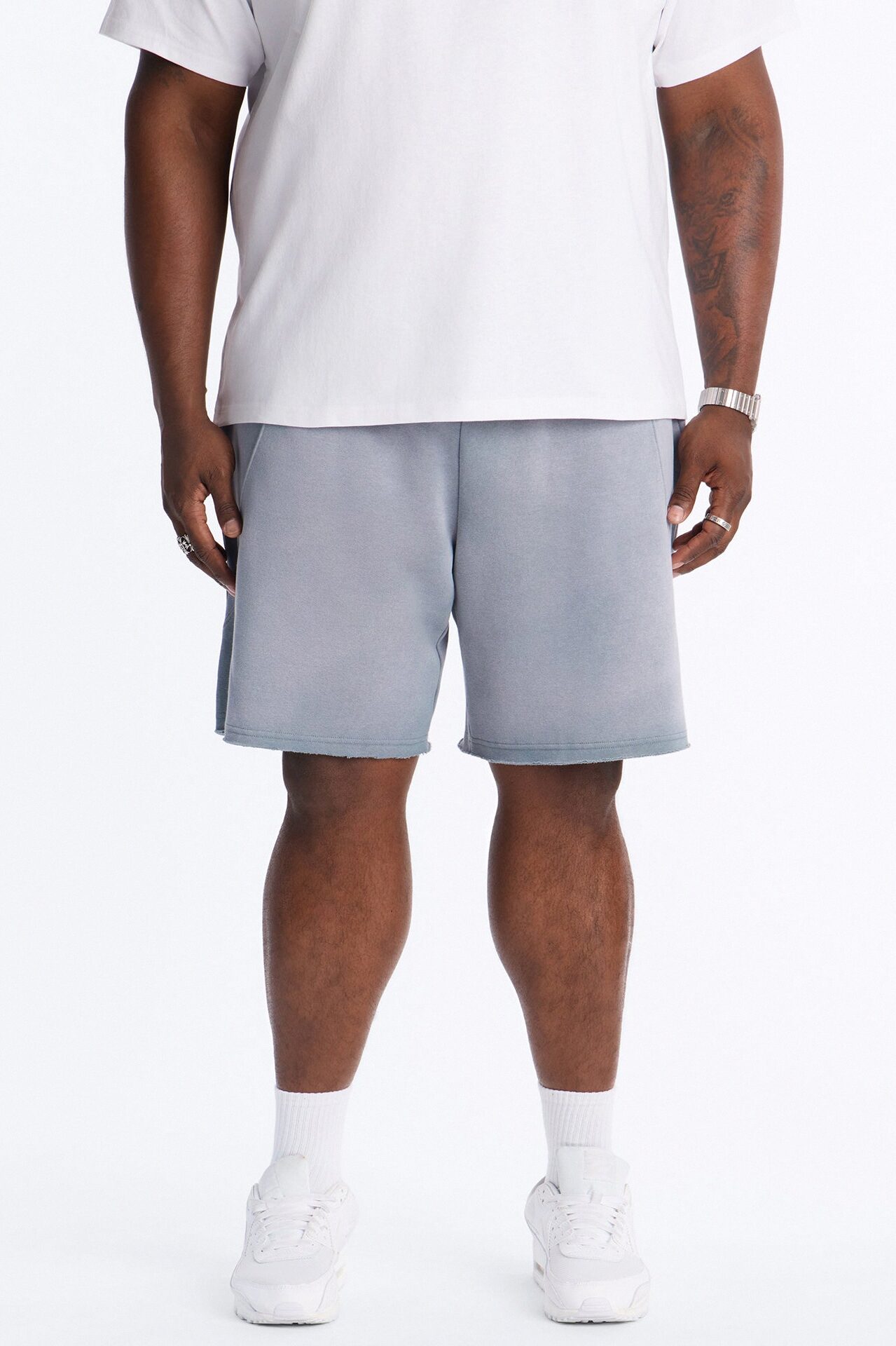 Boiler Washed Raw Hem Sweatshort - Slate Blue
