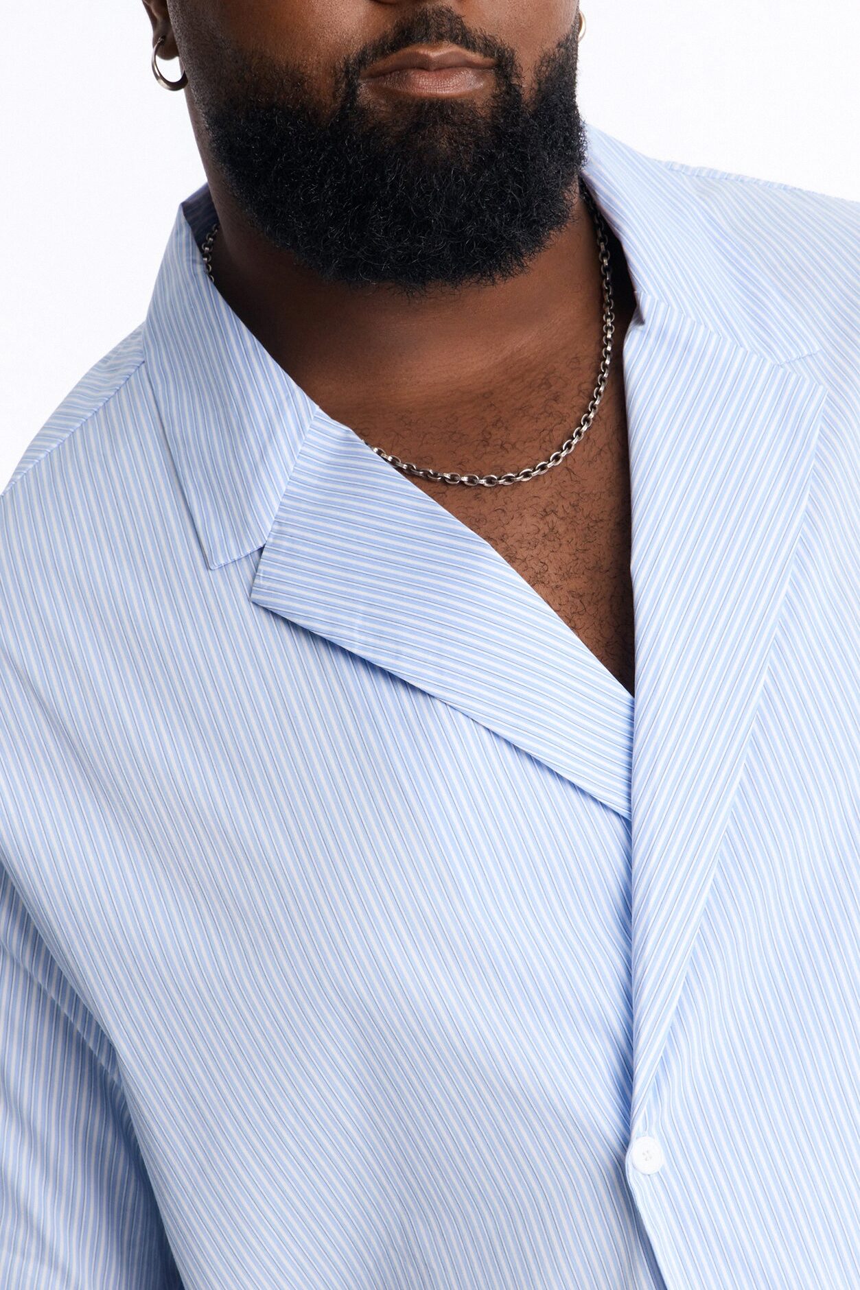 Relaxed Linear Breeze Blazer Shirt - Blue/combo