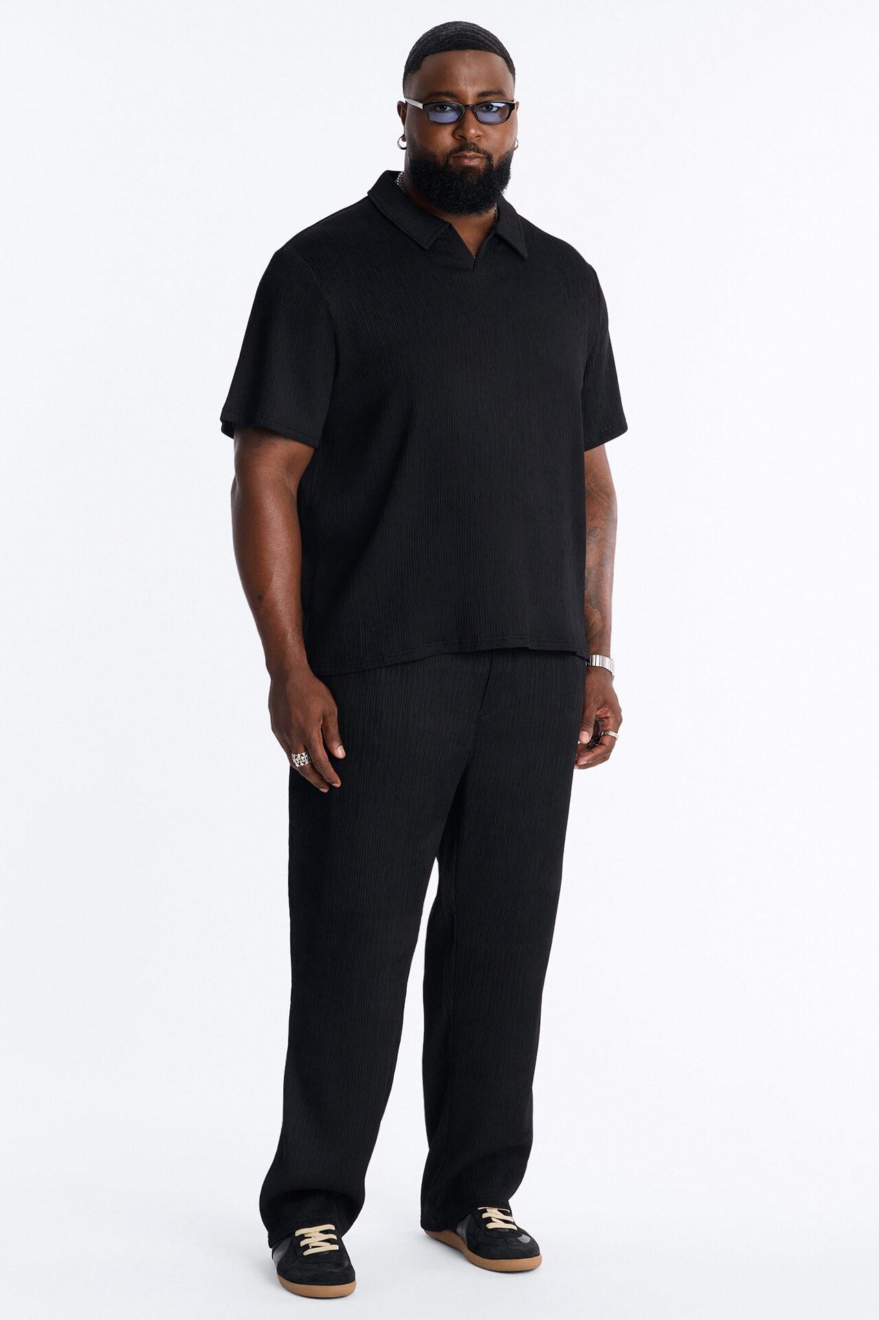 Pure Form Plisse Straight Leg Pant - Black