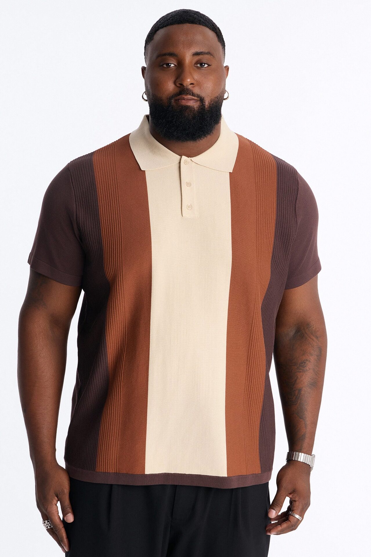 Palm Springs Panel Polo - Brown/combo