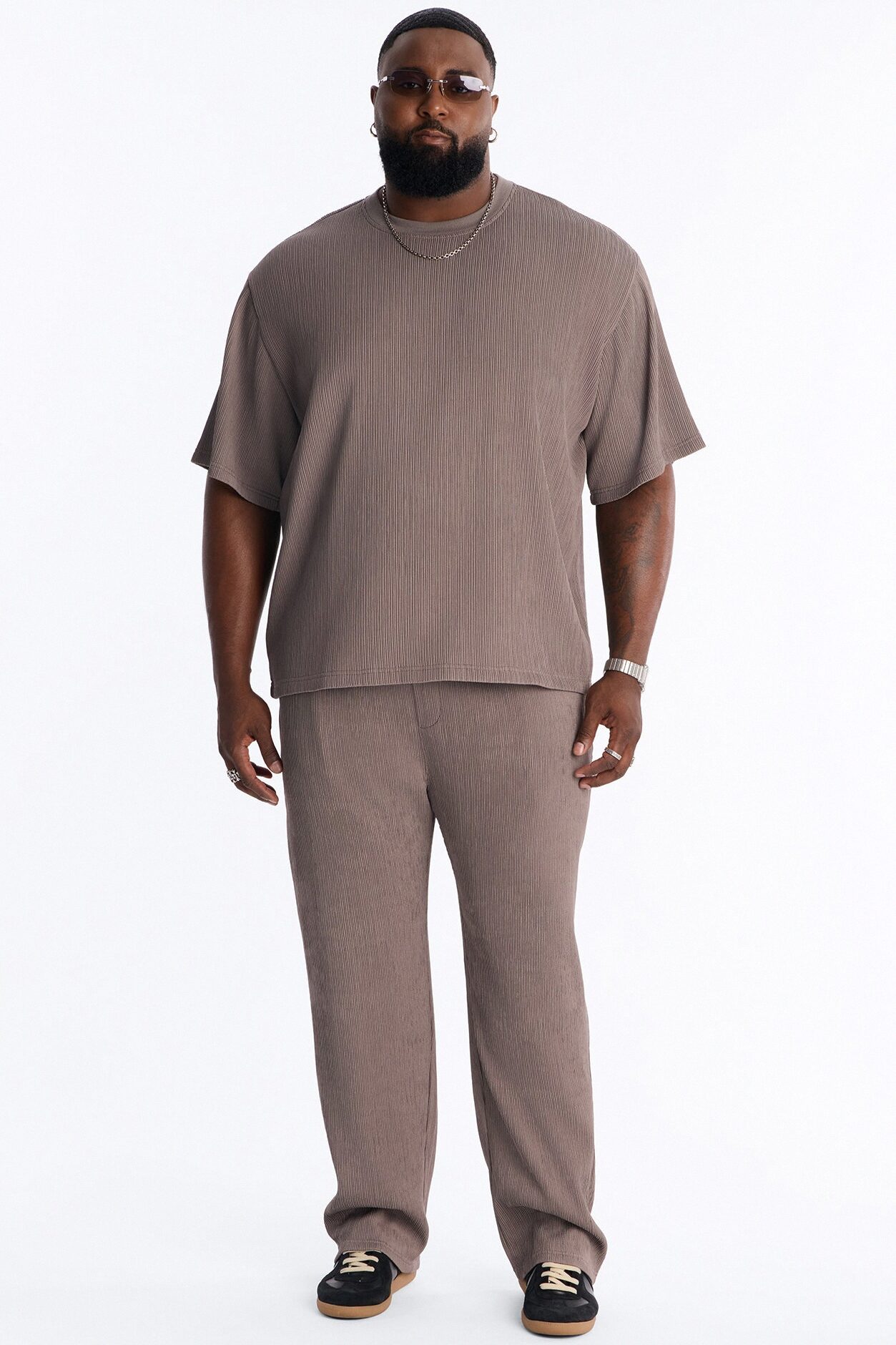 Pure Form Plisse Tee - Brown