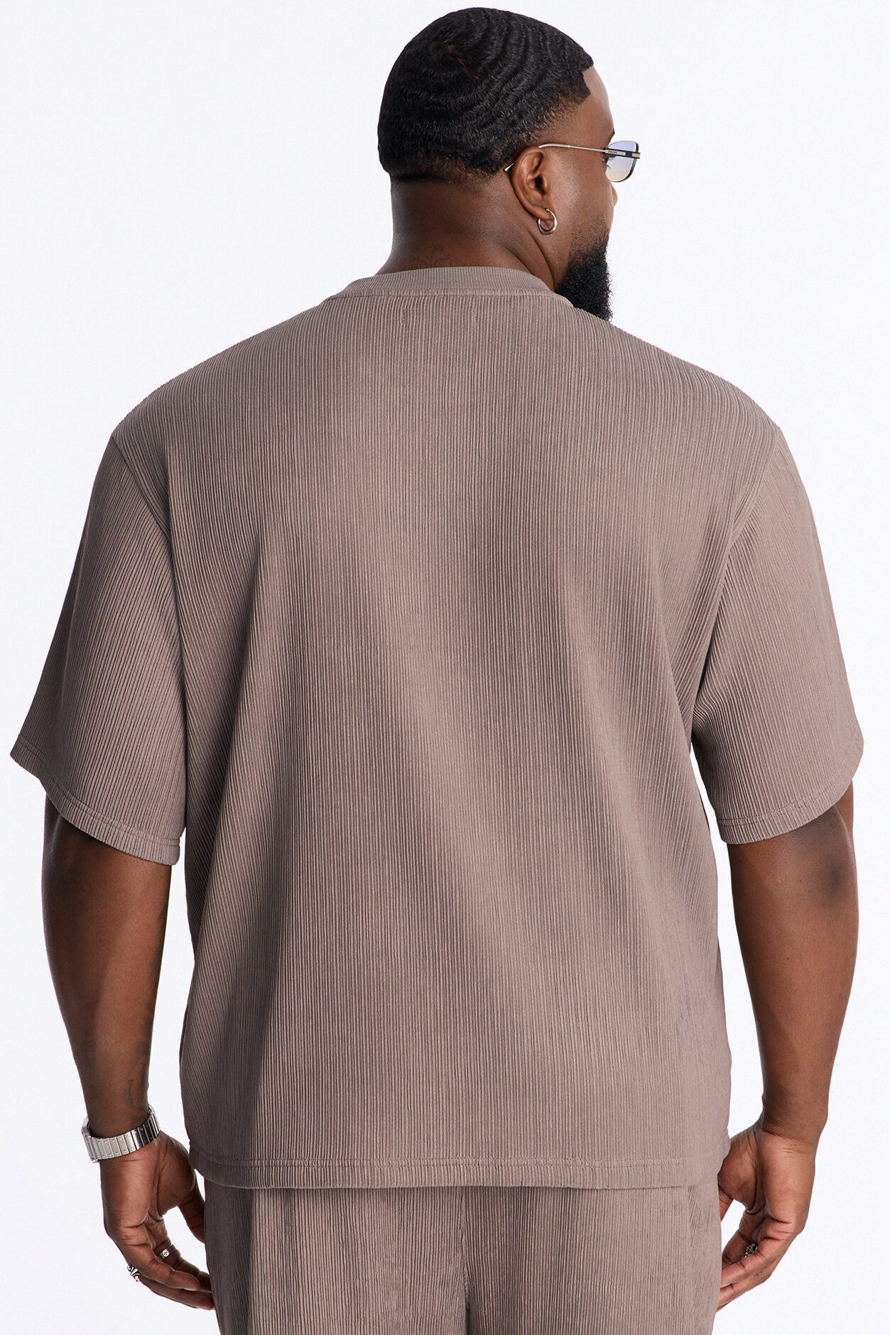 Pure Form Plisse Tee - Brown