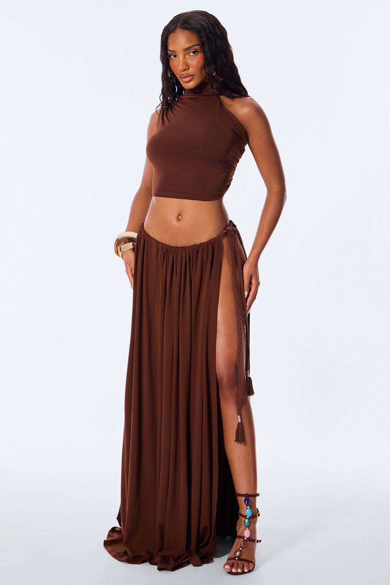 Riley Maxi Skirt Set - Brown