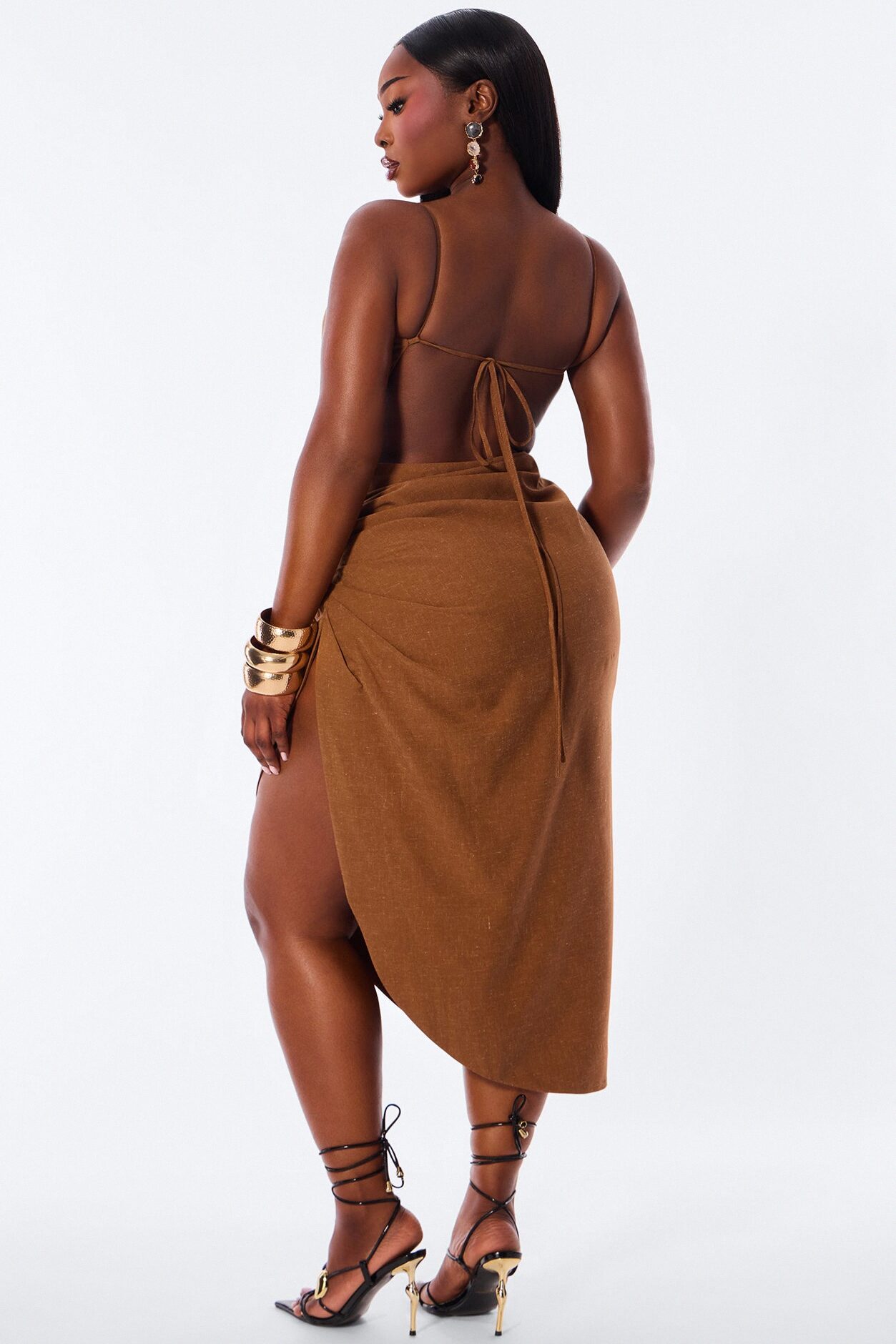 Verona Linen Midi Dress - Chocolate