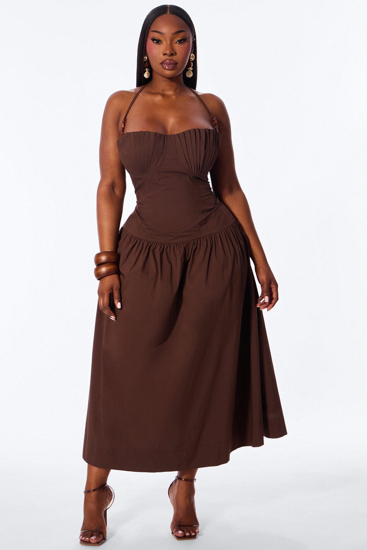 Daydream Poplin Midi Dress - Chocolate