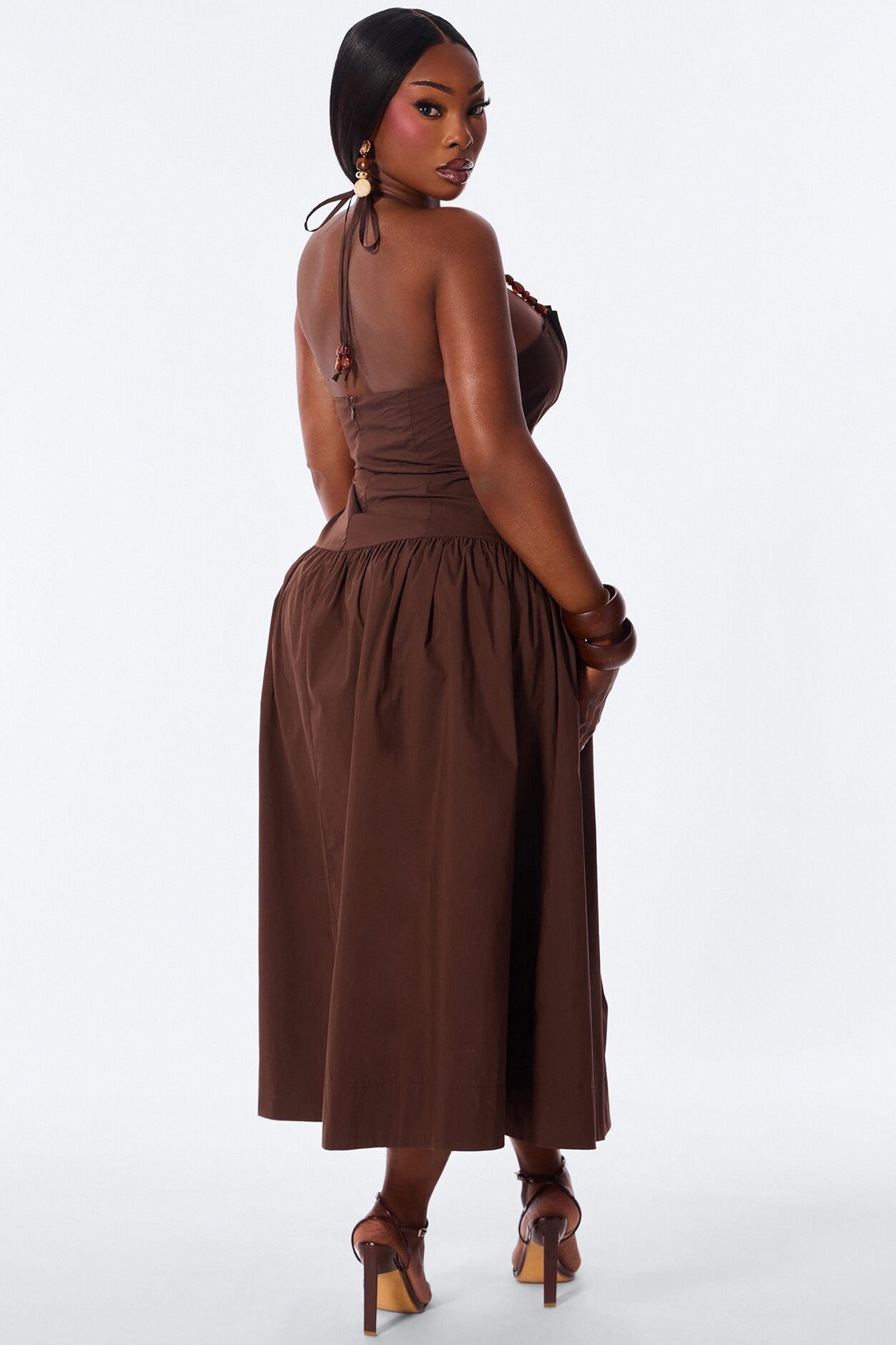 Daydream Poplin Midi Dress - Chocolate