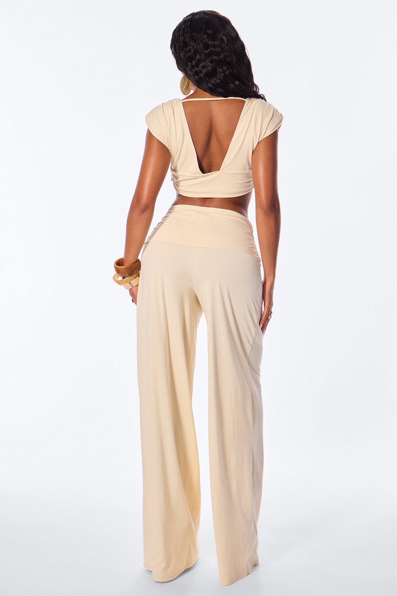 Elle Jersey Pant Set - Cream