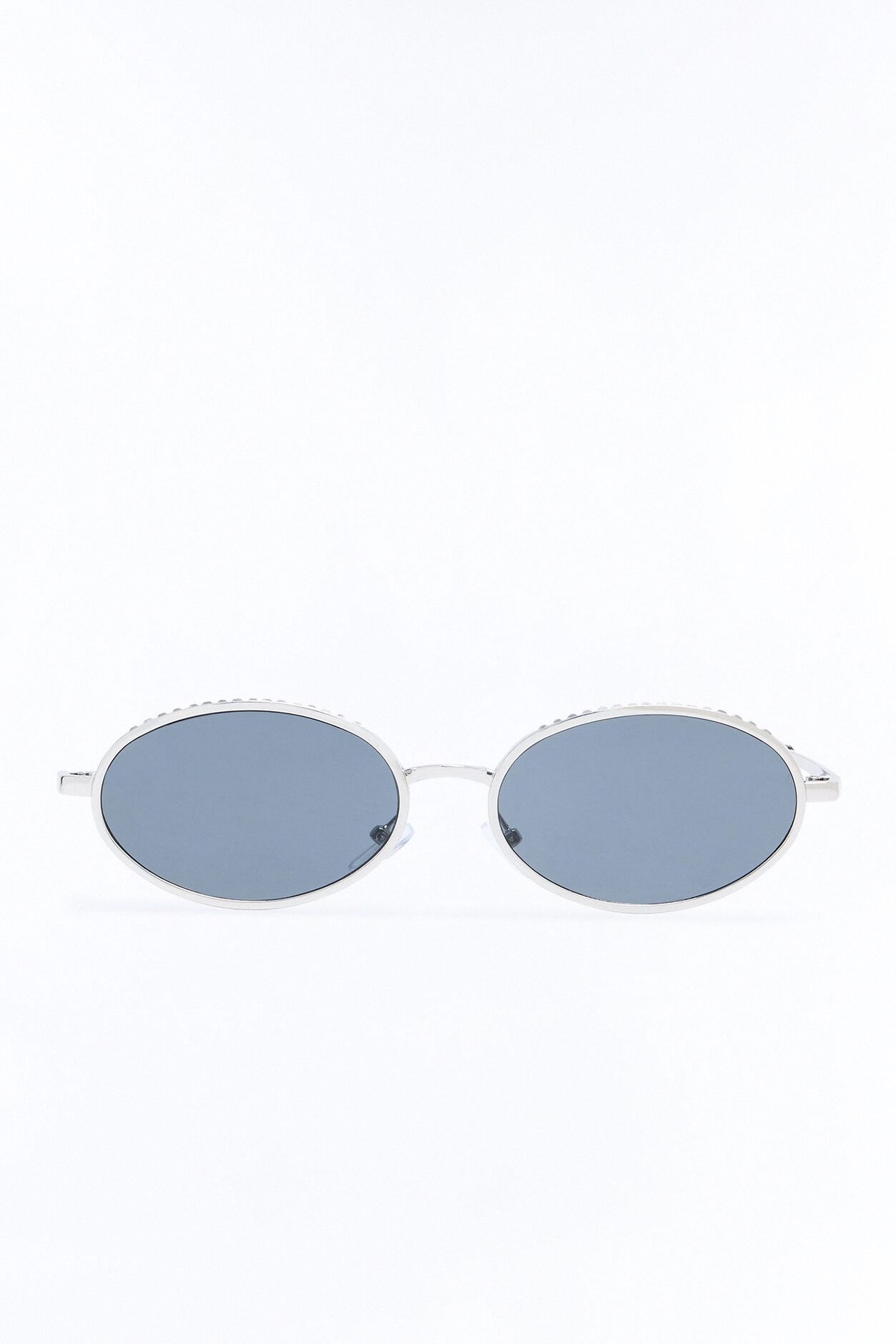 Revived Rhinestone Circular Sunglasses - Silver