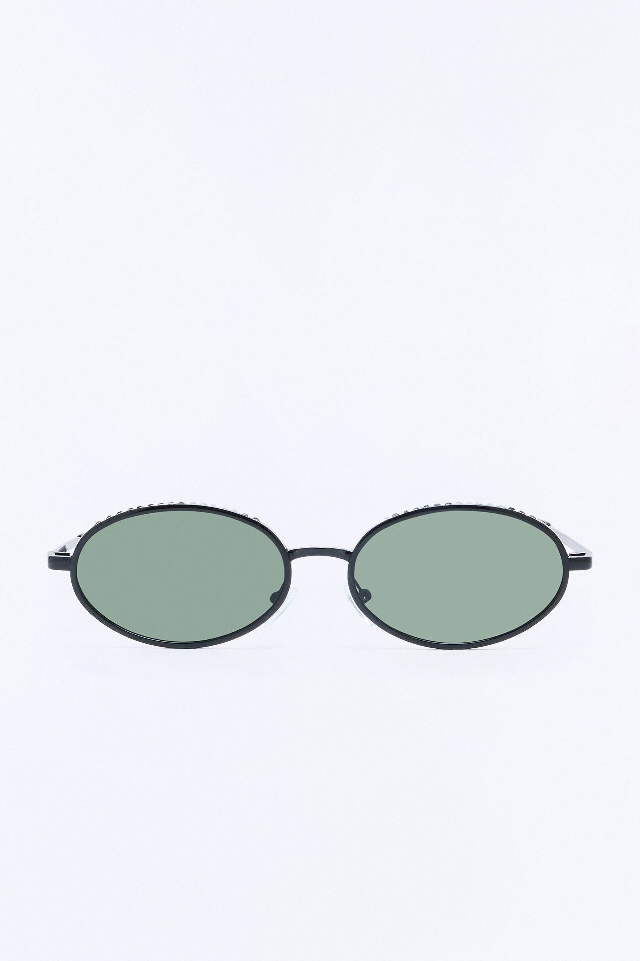 Revived Rhinestone Circular Sunglasses - Black