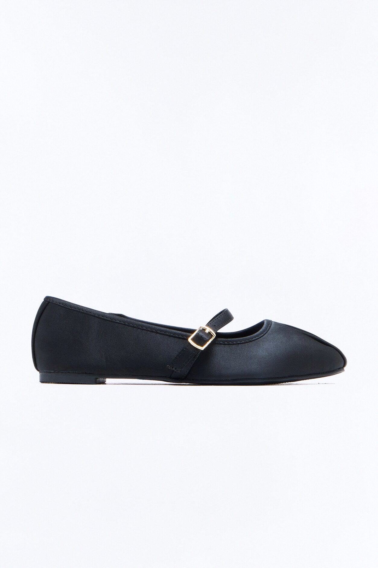 Nuri Satin Ballet Flats - Black