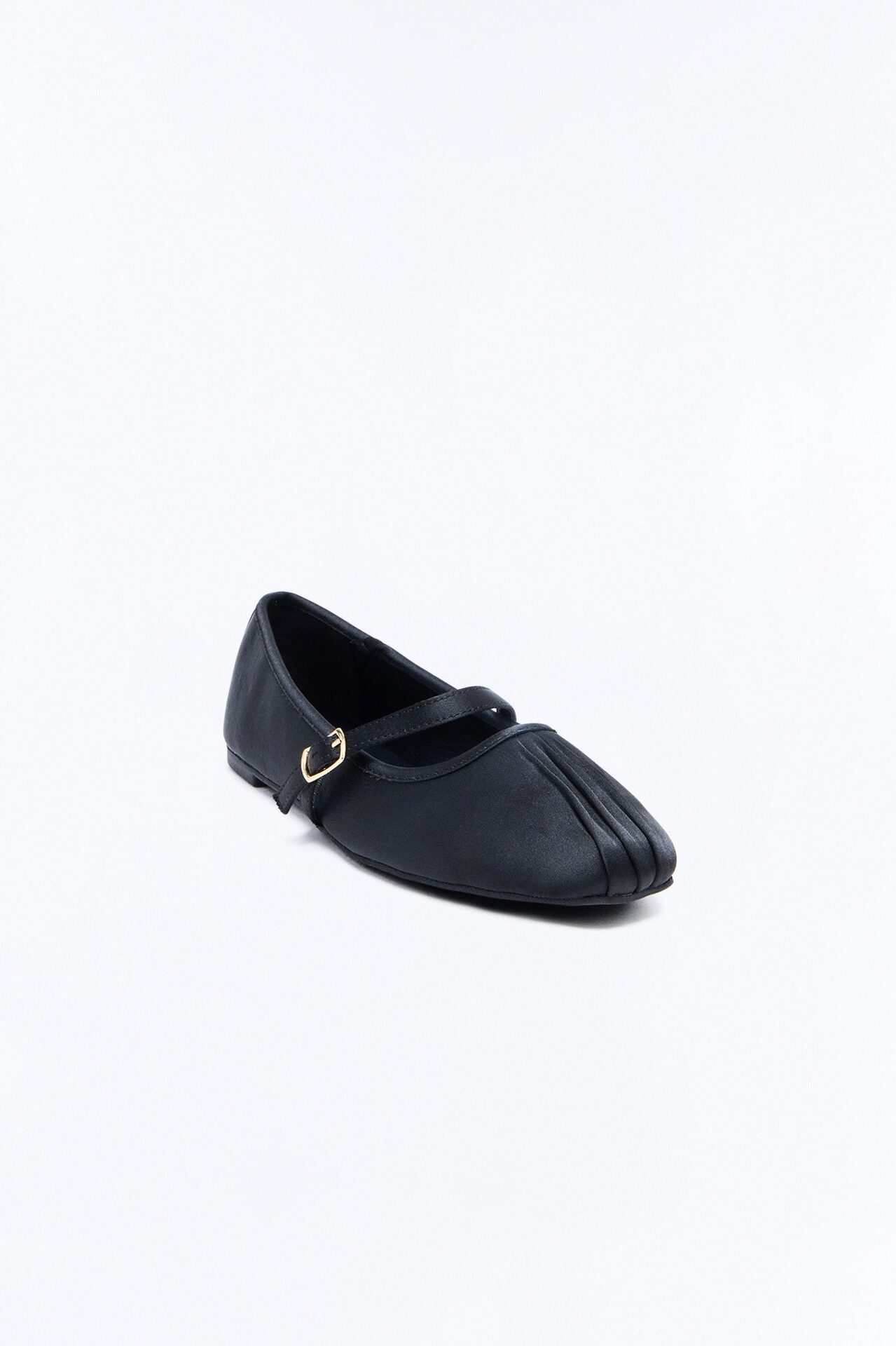 Nuri Satin Ballet Flats - Black