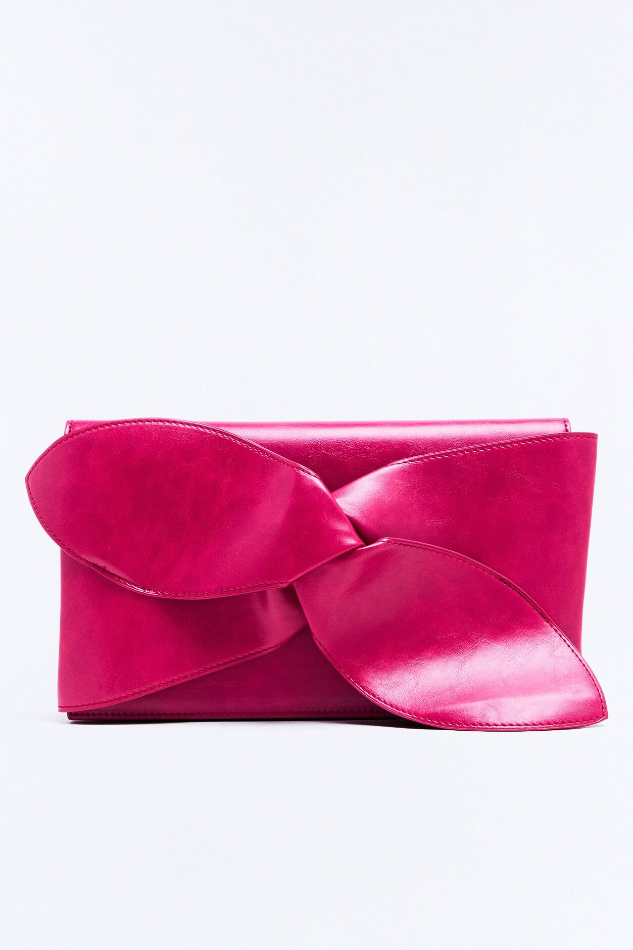 Knot Like Any Other Faux Leather Clutch - Fuchsia